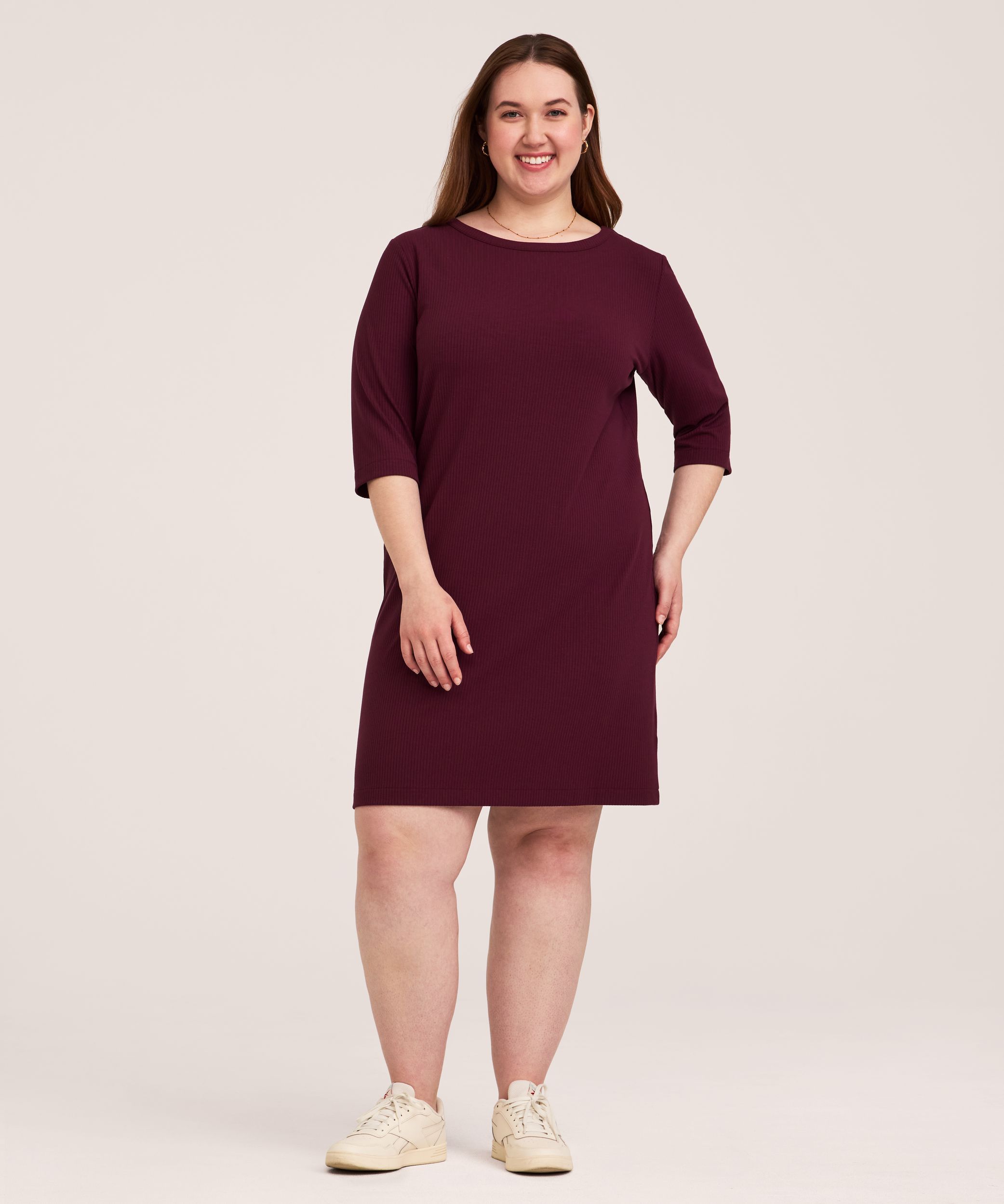 Robe en tricot côtelé et à encolure bateau pour femmes, Denver Hayes