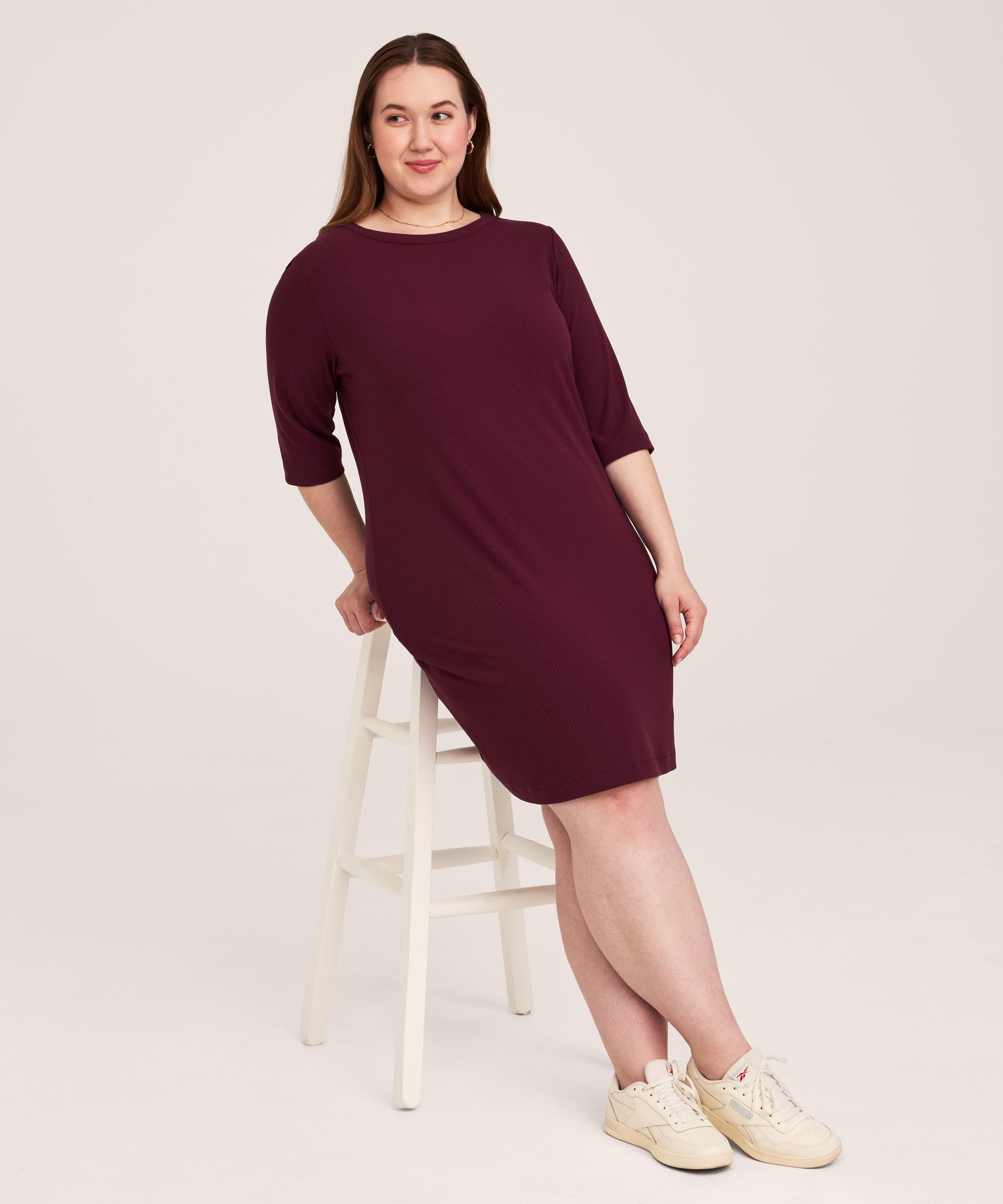 Robe en tricot côtelé et à encolure bateau pour femmes, Denver Hayes