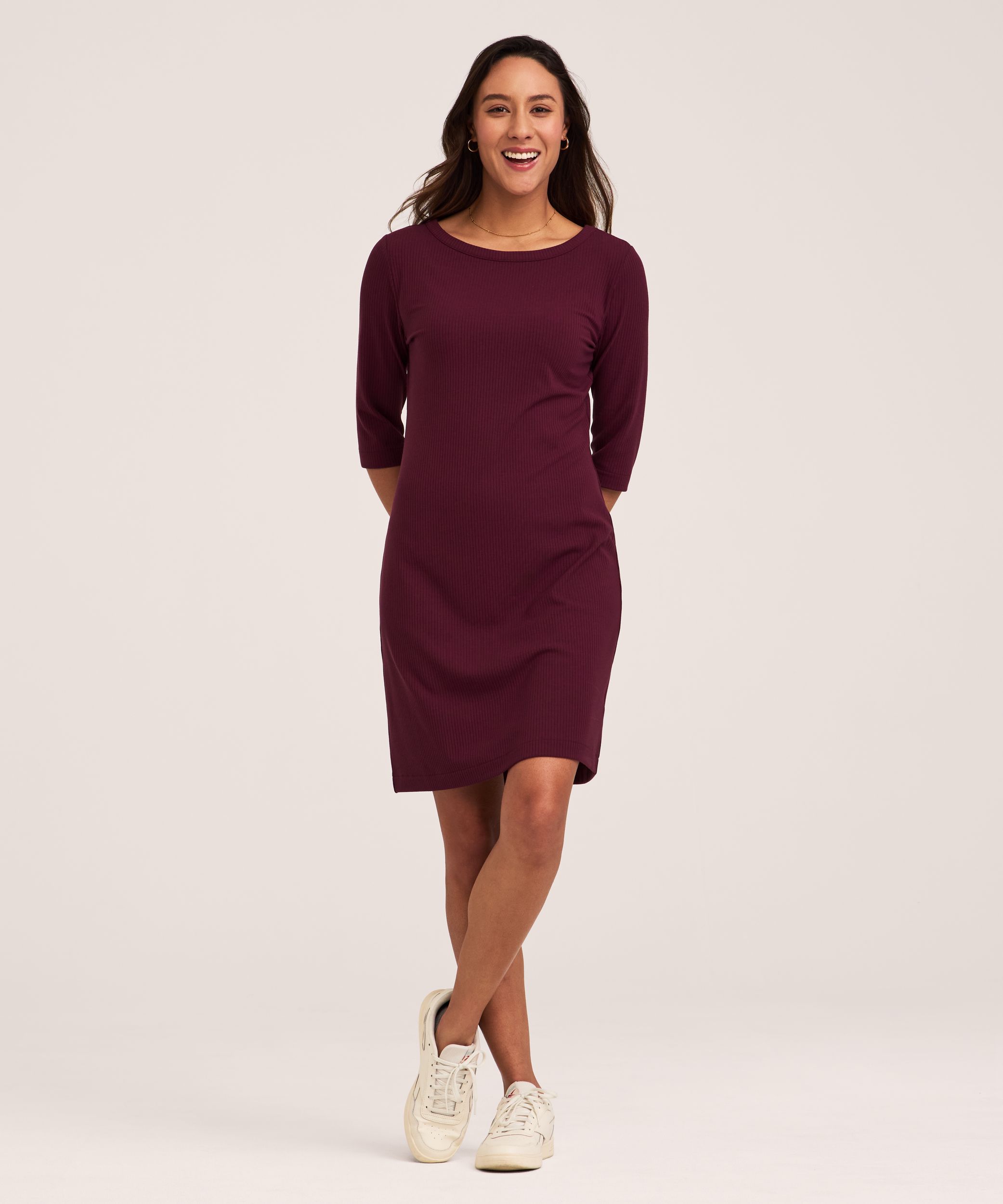Robe en tricot côtelé et à encolure bateau pour femmes, Denver Hayes
