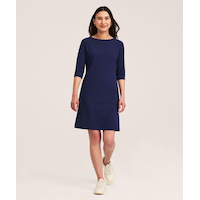 Denver Hayes Women's Elbow Sleeve Rib Knit Boatneck Dress