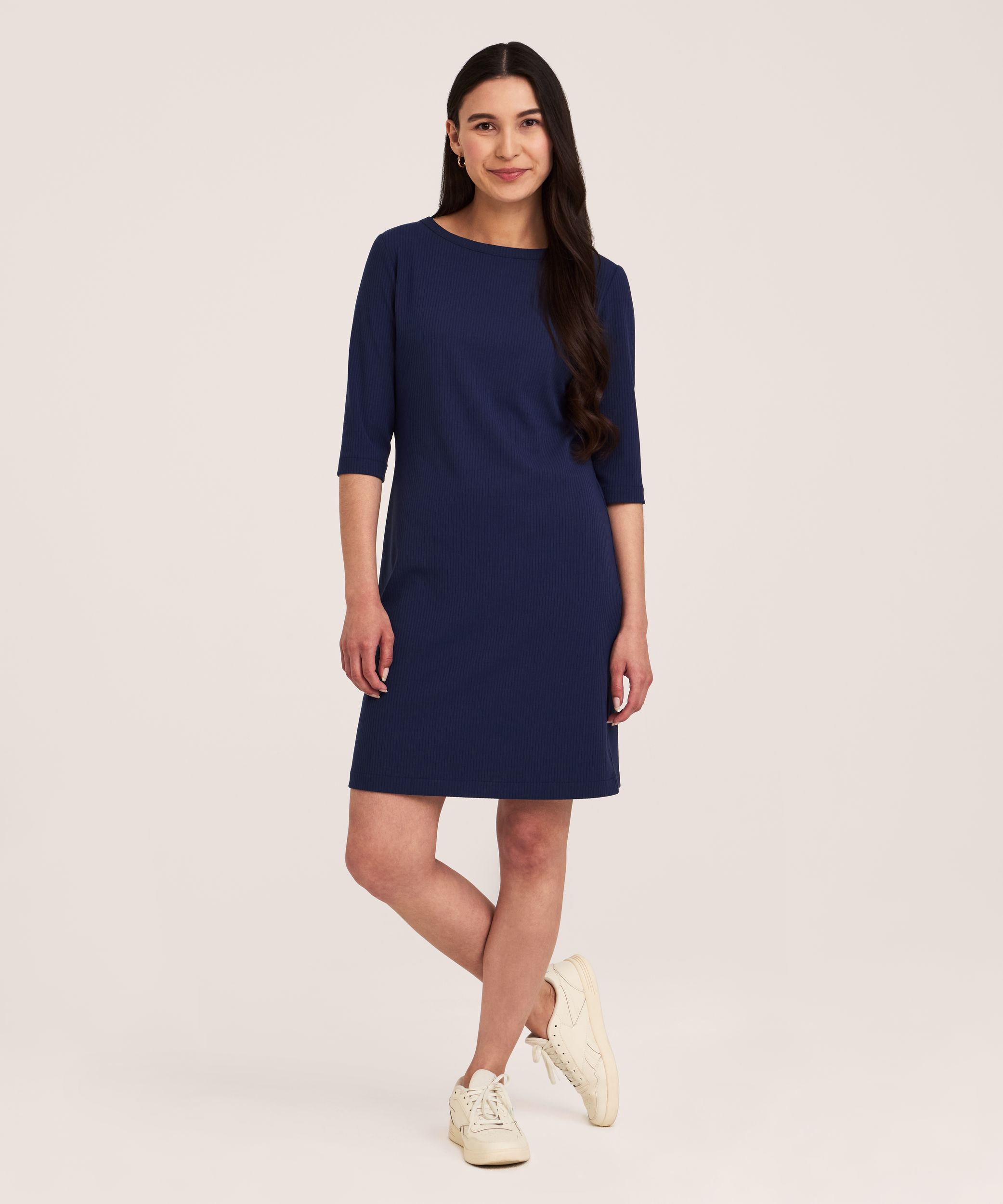 Robe en tricot côtelé et à encolure bateau pour femmes, Denver Hayes