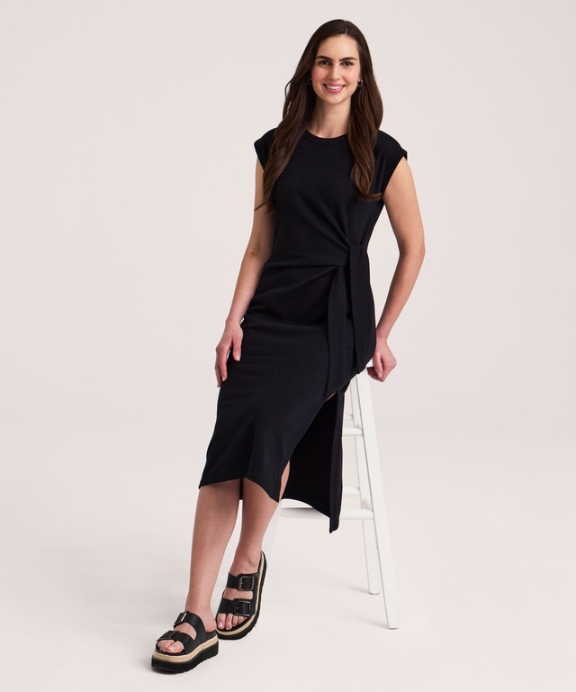 Robe en tricot à nouer sur le devant pour femmes, Denver Hayes