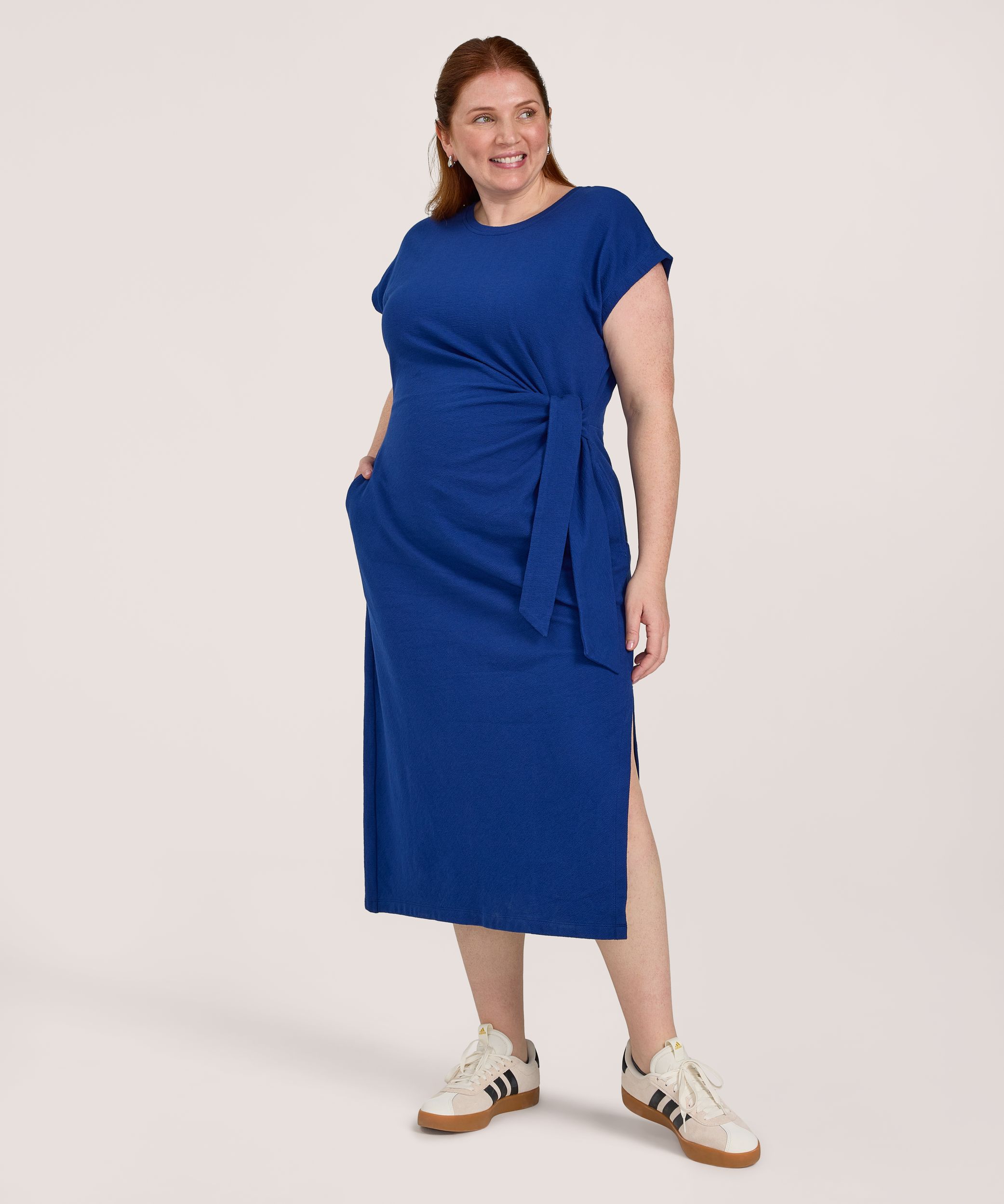 Robe en tricot à nouer sur le devant pour femmes, Denver Hayes