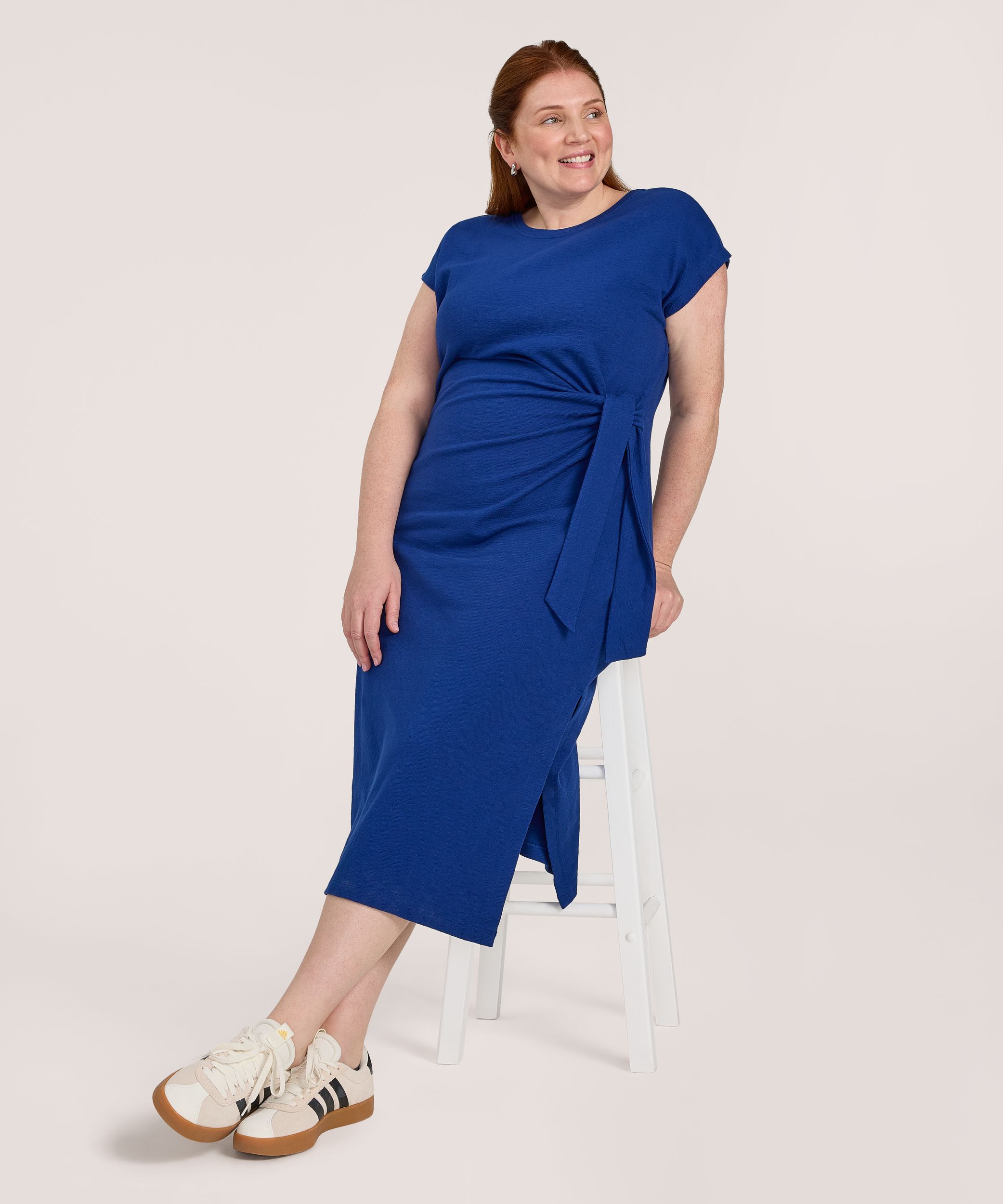 Robe en tricot à nouer sur le devant pour femmes, Denver Hayes