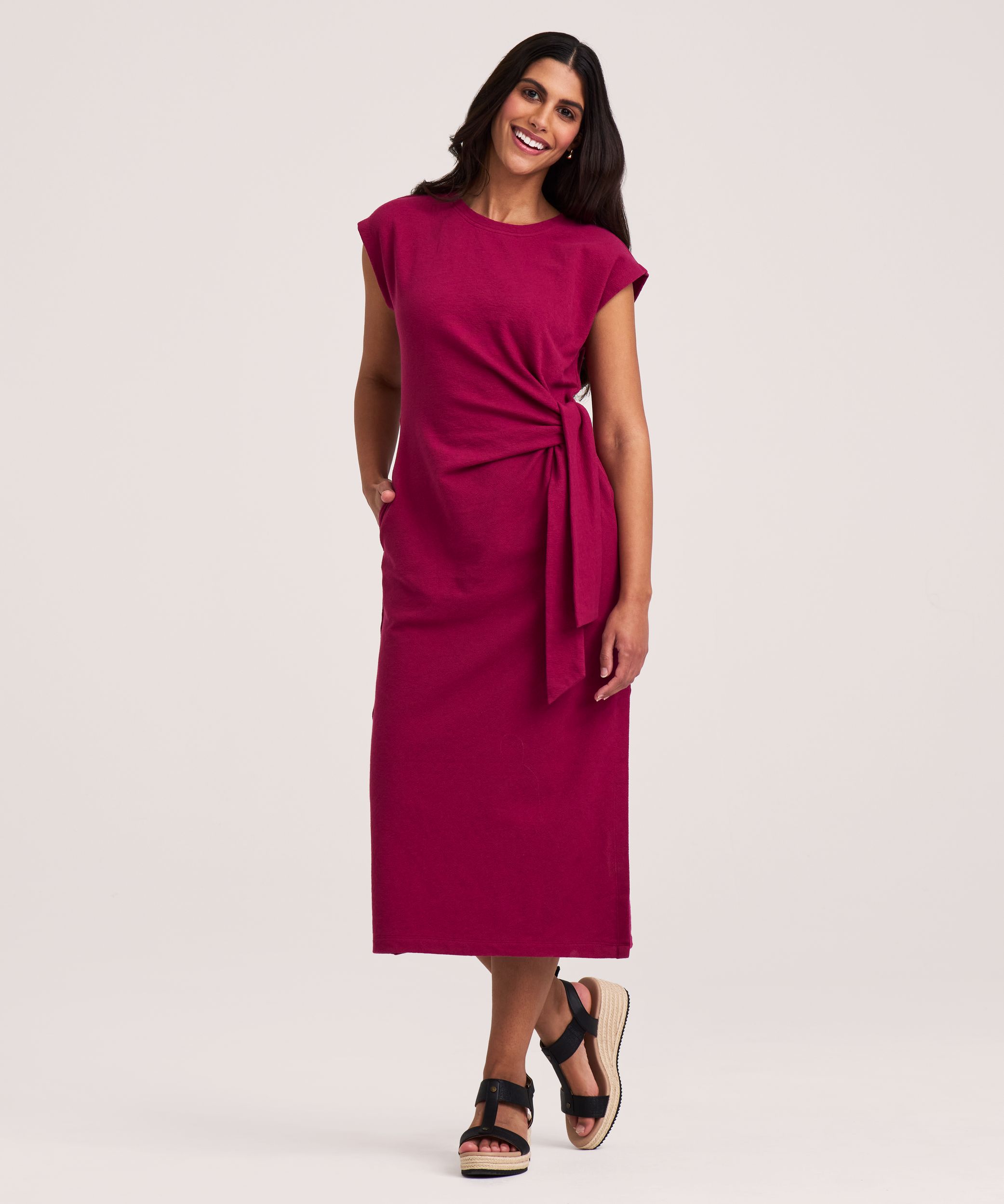 Robe en tricot à nouer sur le devant pour femmes, Denver Hayes