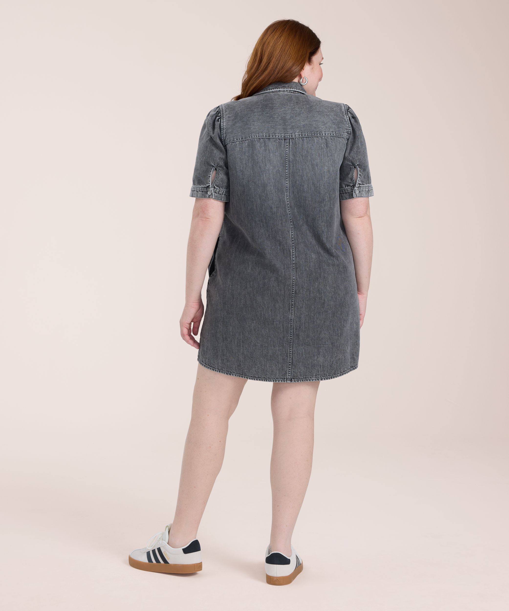 Robe courte en denim à manches bouffantes pour femmes, Denver Hayes