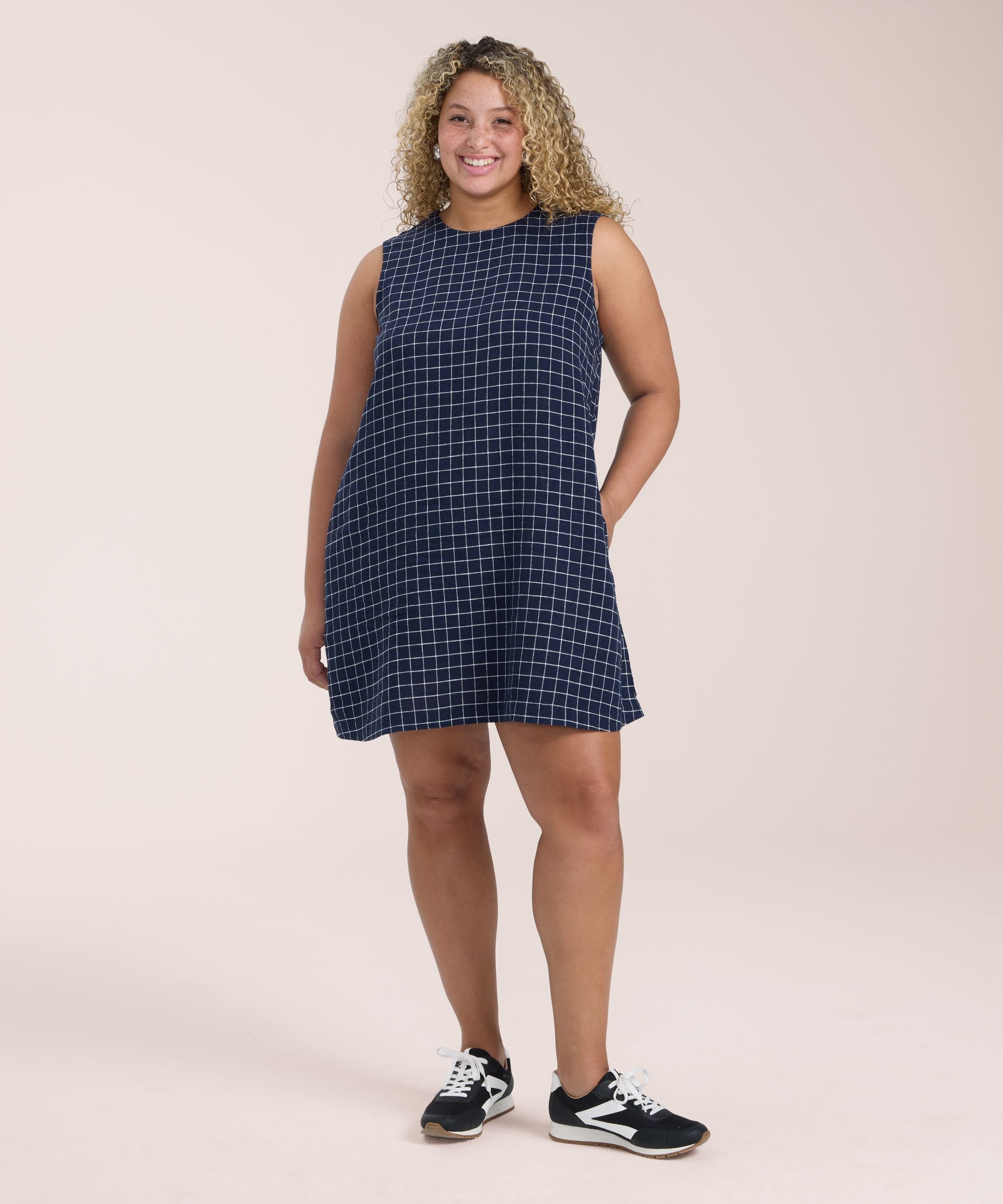 Robe droite en lin sans manches pour femmes, Denver Hayes