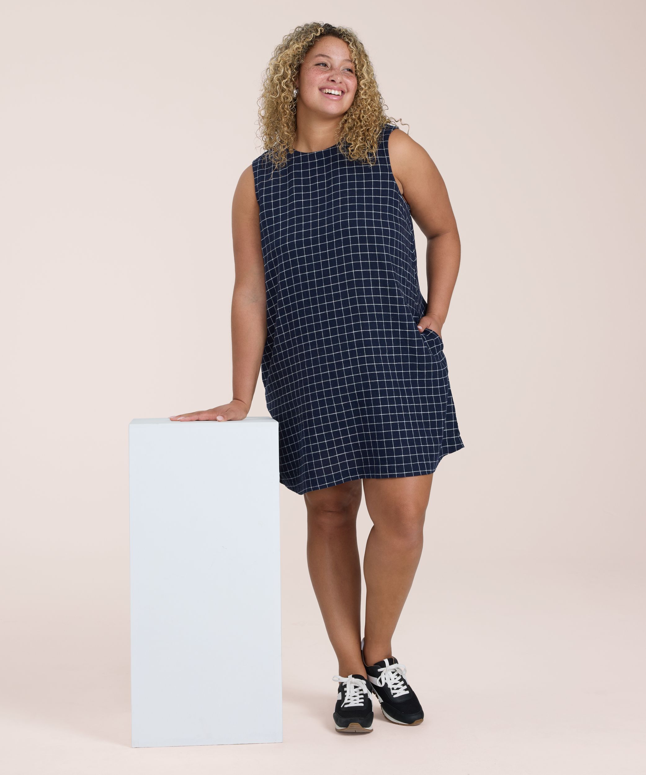 Robe droite en lin sans manches pour femmes, Denver Hayes
