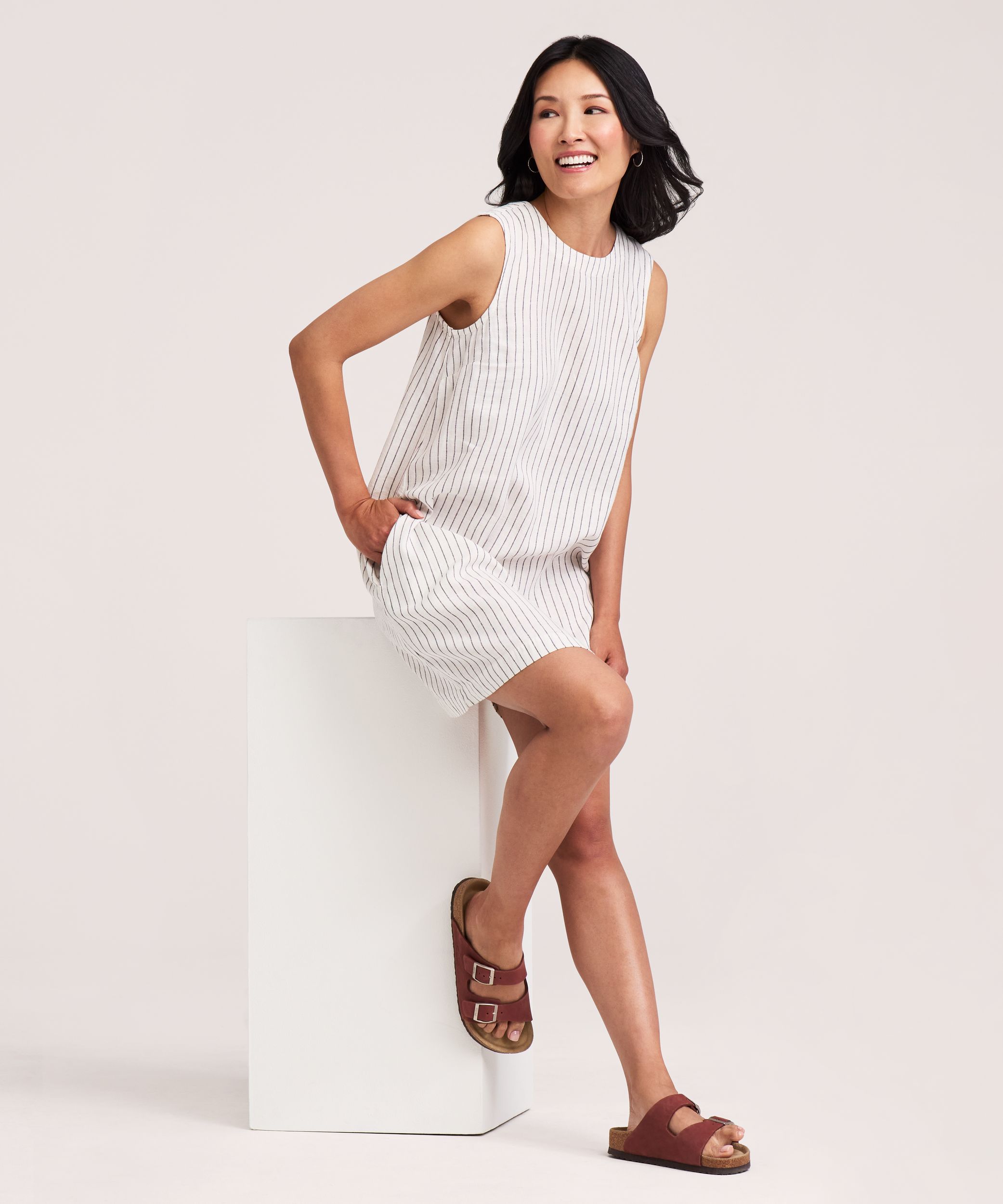 Robe droite en lin sans manches pour femmes, Denver Hayes