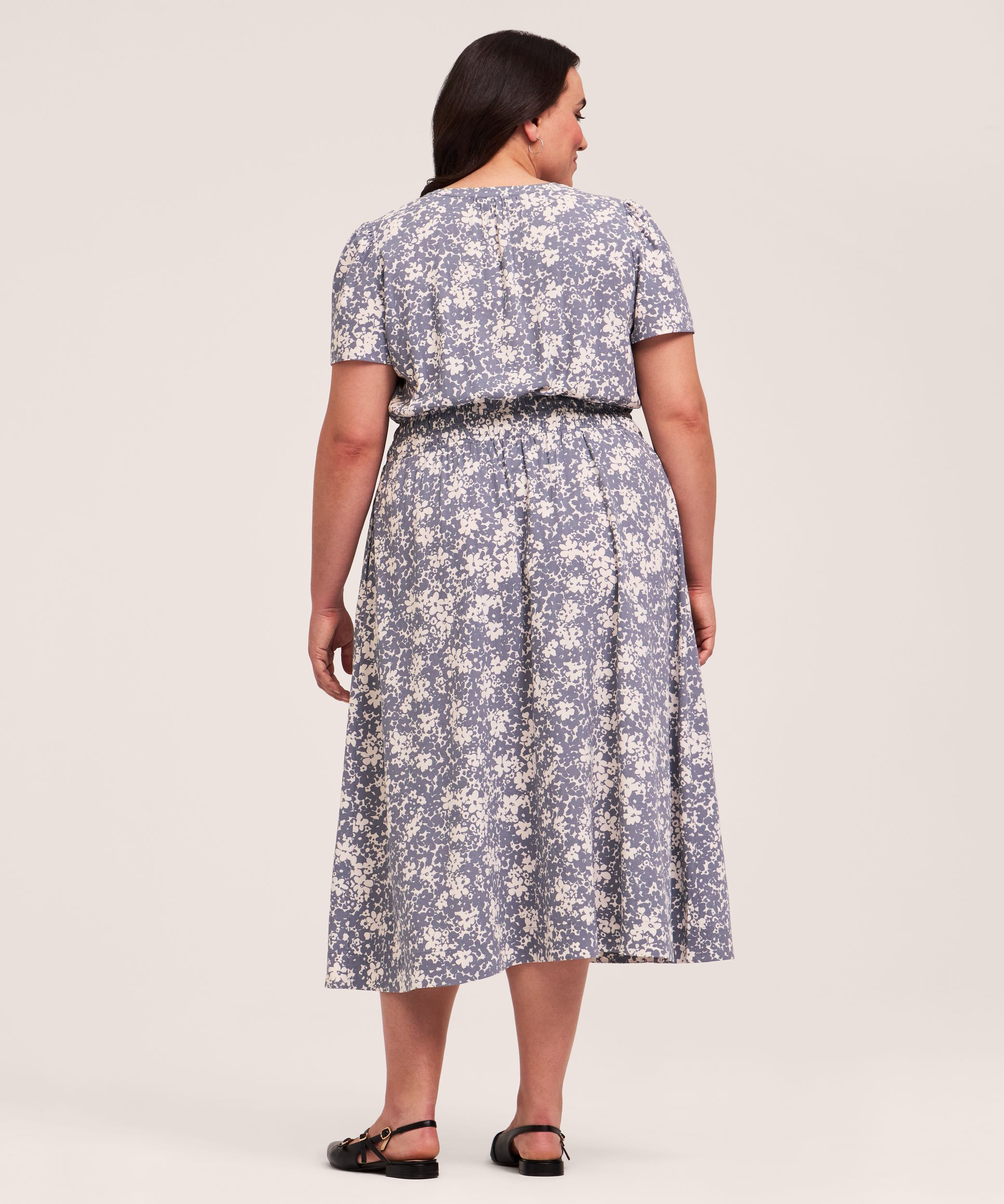 Denver Hayes Women's Short Sleeve Midi Print Dress