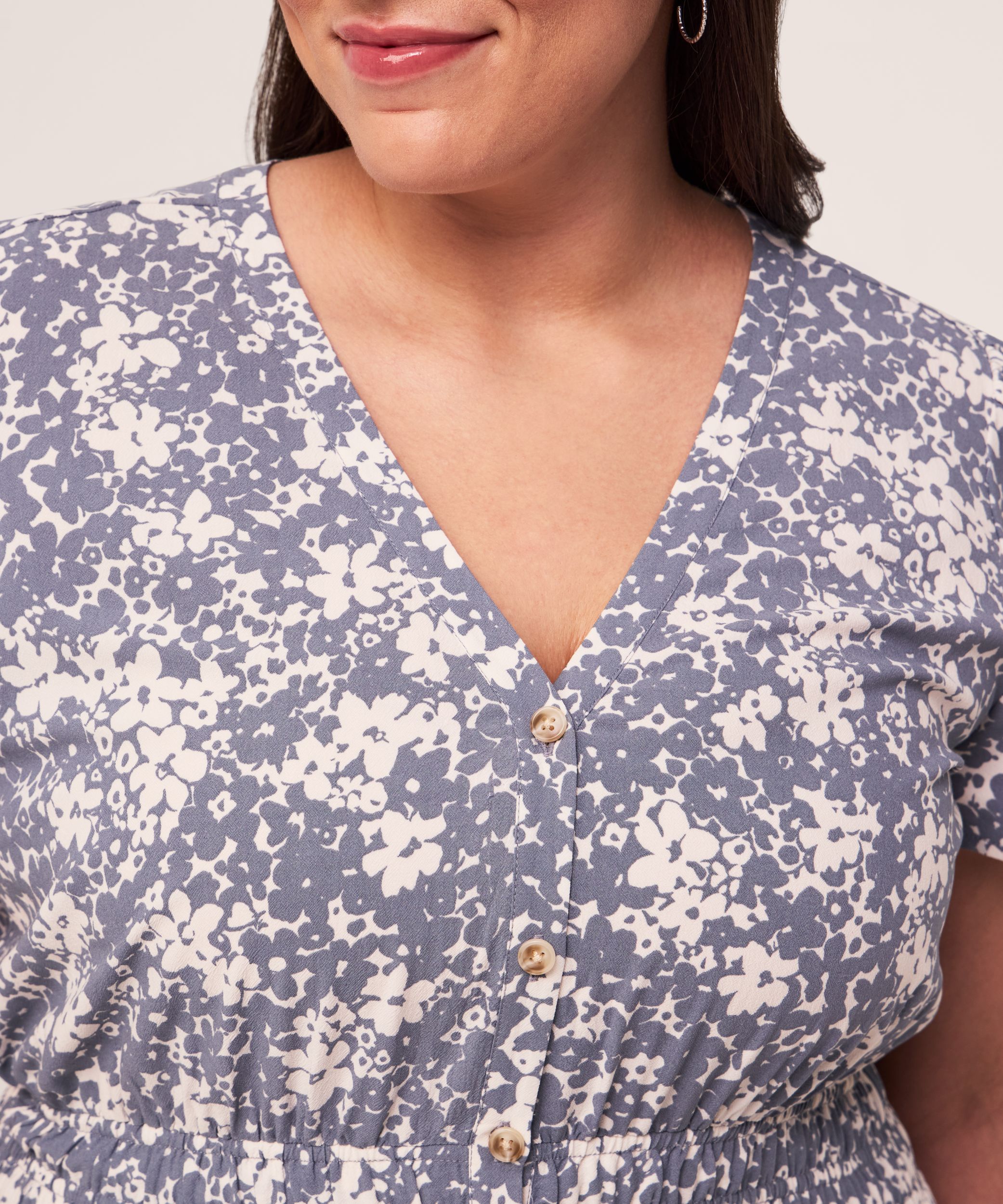 Denver Hayes Women's Short Sleeve Midi Print Dress