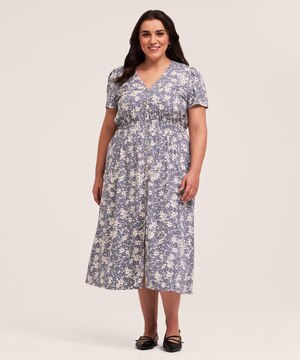Robe imprimée mi-longue à manches courtes pour femmes, Denver Hayes