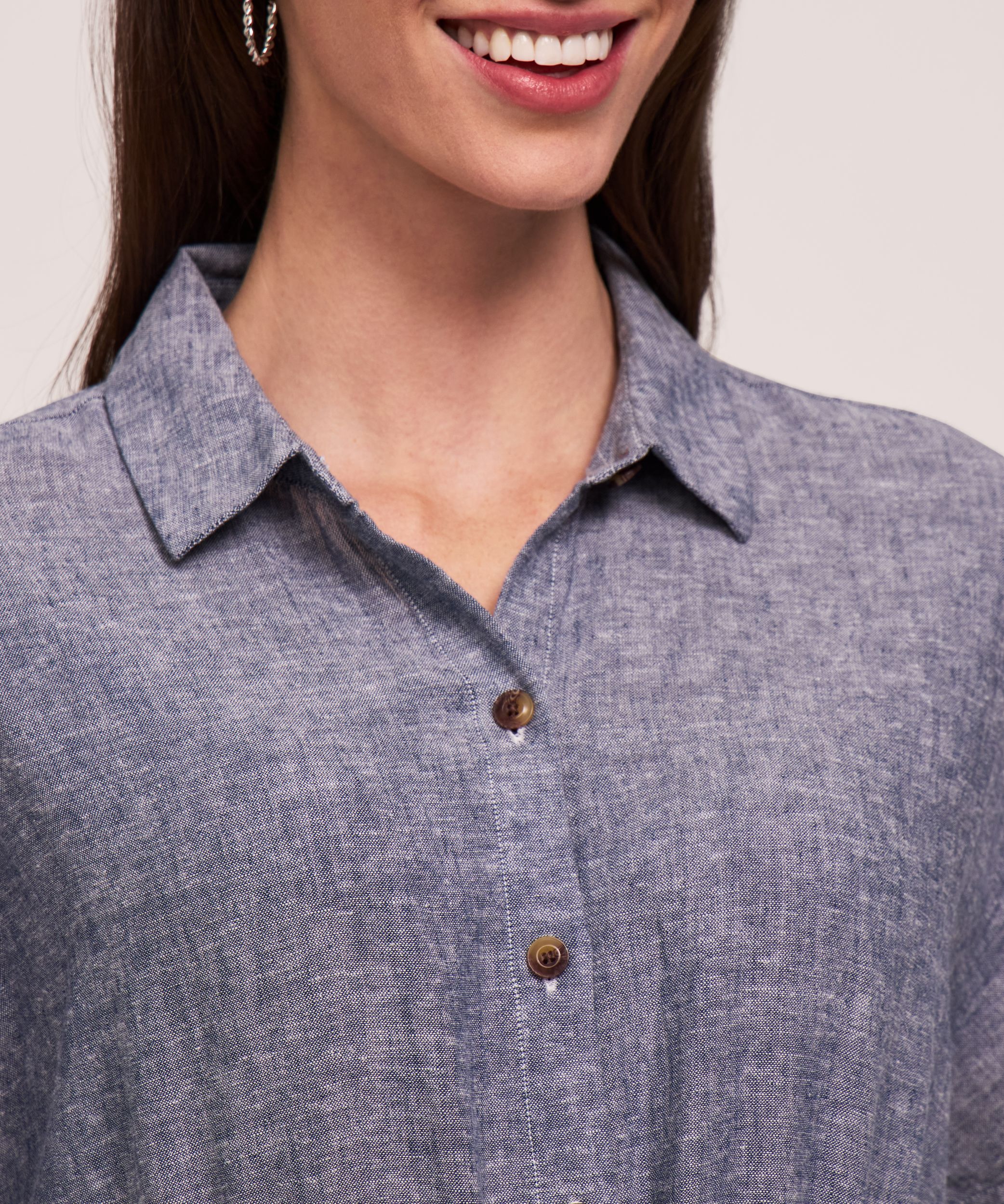 Robe mi-longue boutonnée en lin à manches courtes pour femmes, Denver Hayes