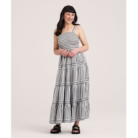 Denver Hayes Women's Smocked Bodice Tier Dress Front_Flat