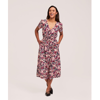Robe imprimée mi-longue à manches courtes pour femmes, Denver Hayes