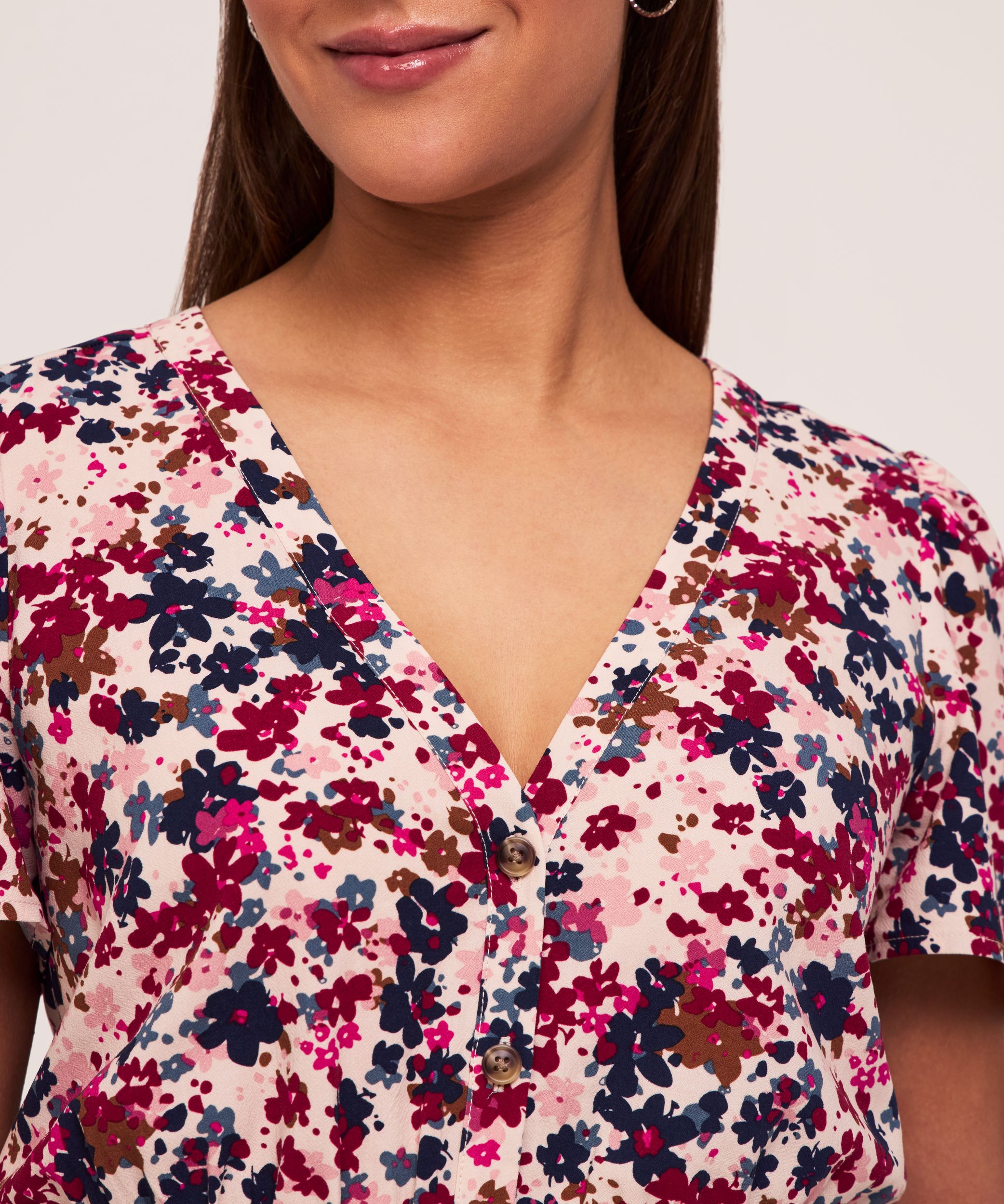 Denver Hayes Women's Short Sleeve Midi Print Dress