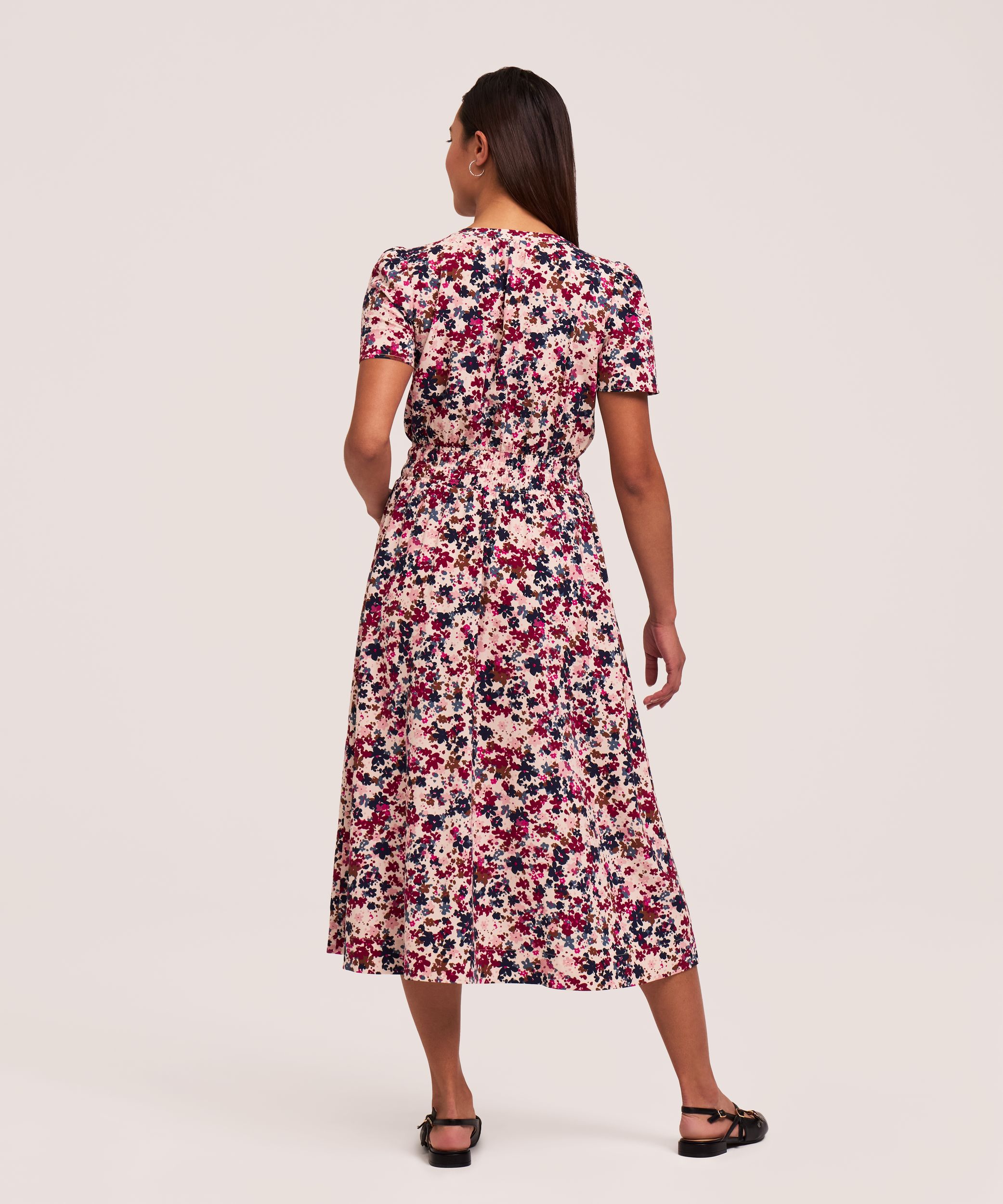 Denver Hayes Women's Short Sleeve Midi Print Dress