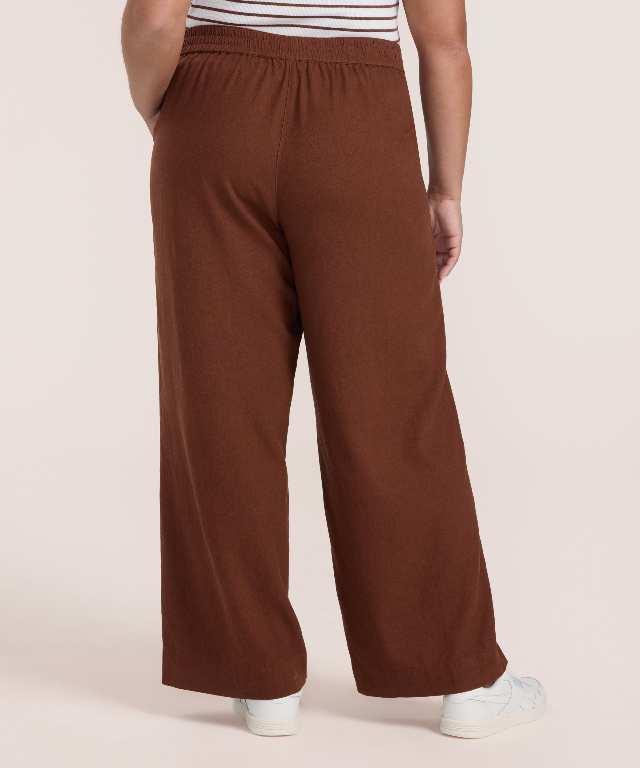 Pantalon à enfiler en mélange de lin à jambe large pour femmes, Denver Hayes