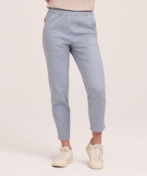 Pantalon à enfiler en mélange de lin pour femmes, Ankle Grazer, Denver Hayes