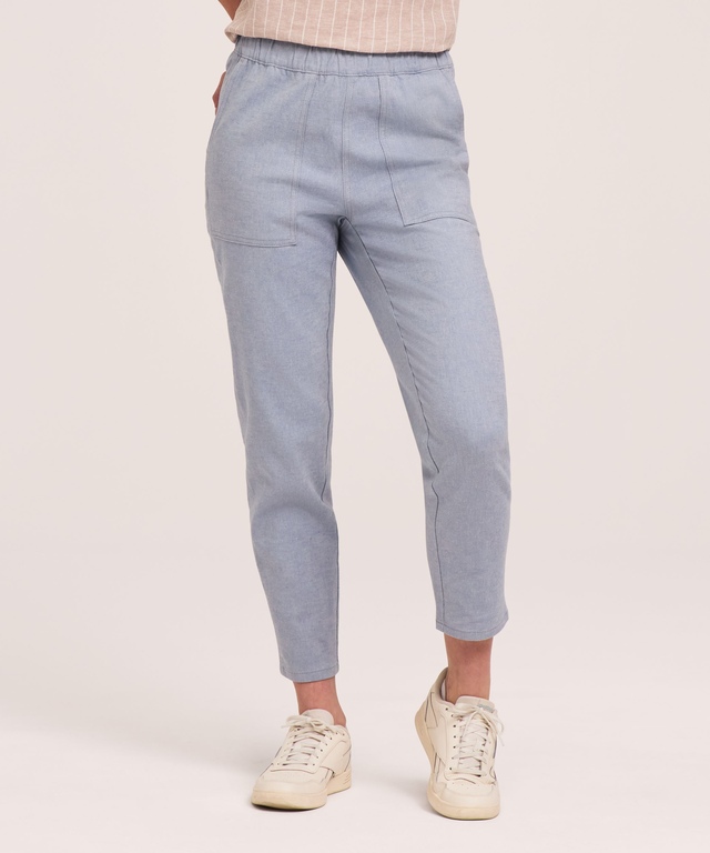 Pantalon à enfiler en mélange de lin pour femmes, Ankle Grazer, Denver Hayes