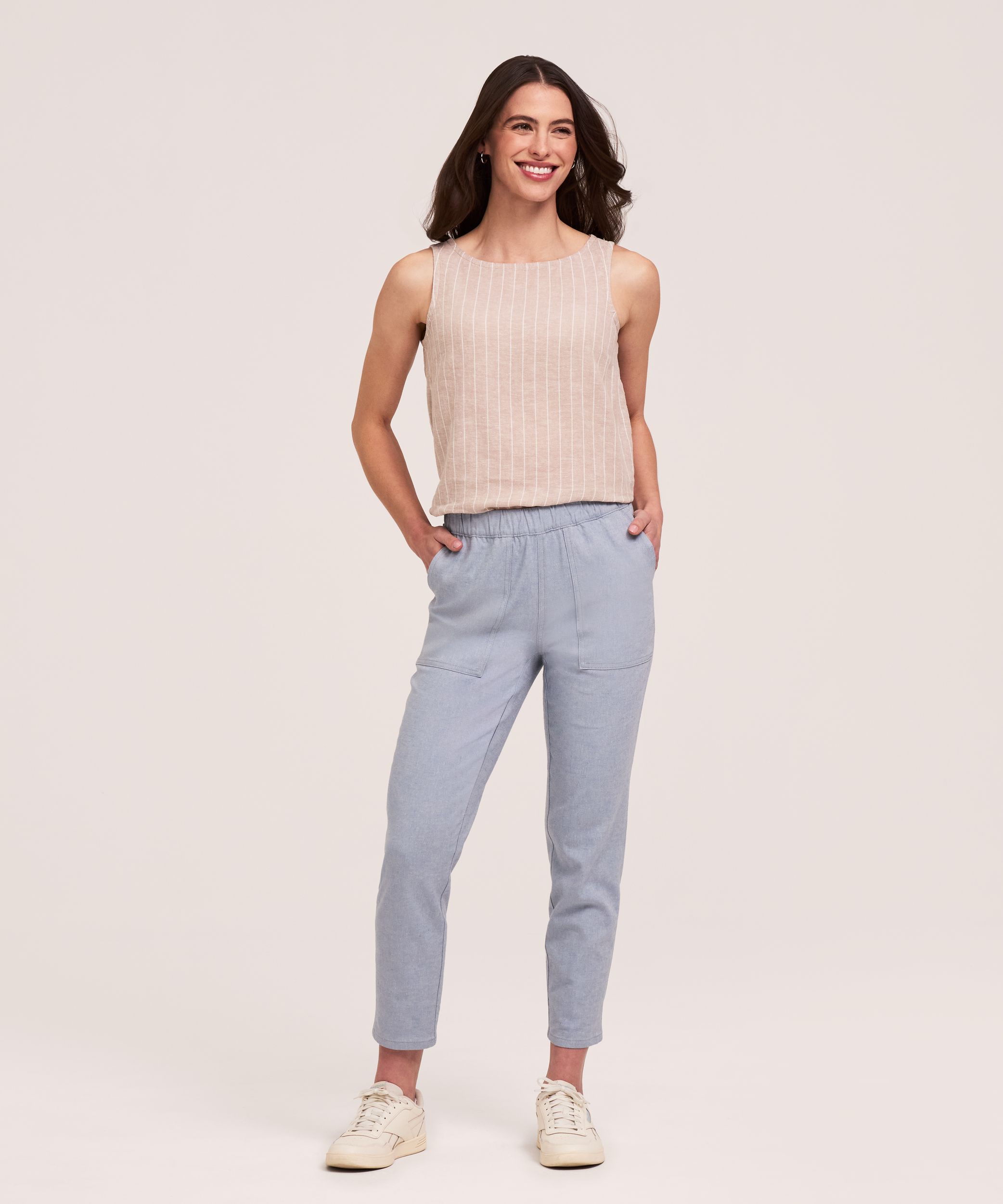 Pantalon à enfiler en mélange de lin pour femmes, Ankle Grazer, Denver Hayes