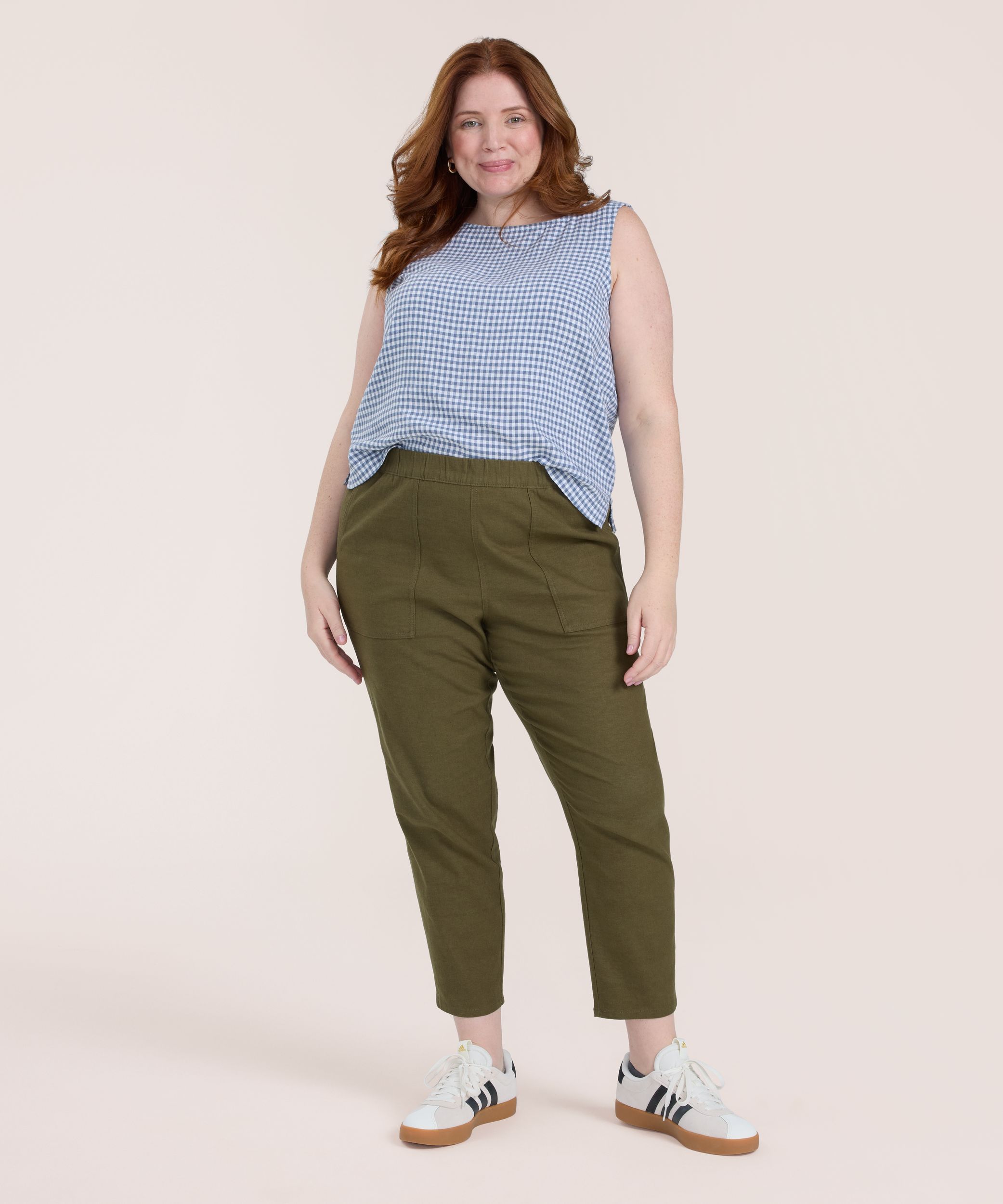 Pantalon à enfiler en mélange de lin pour femmes, Ankle Grazer, Denver Hayes
