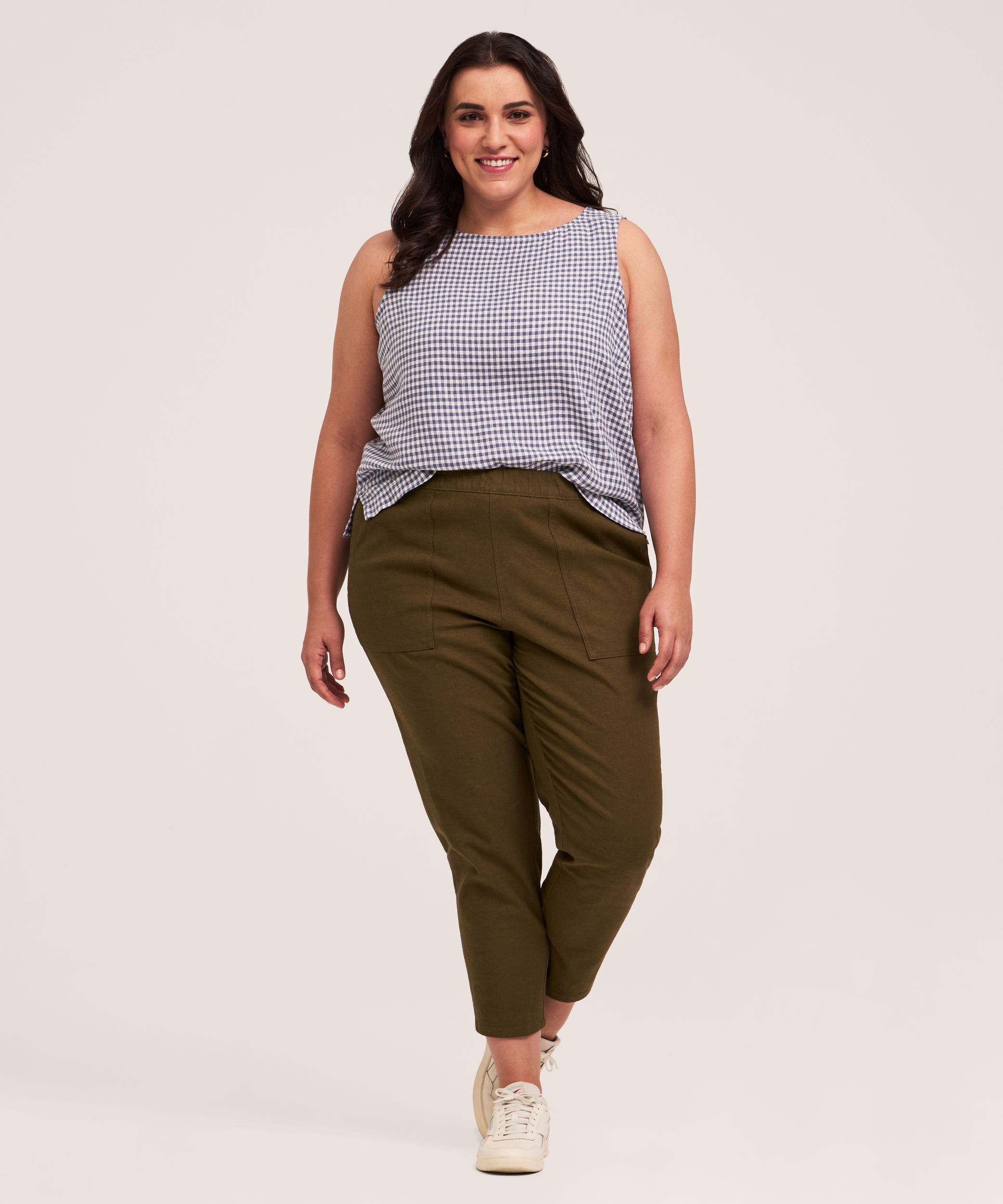 Pantalon à enfiler en mélange de lin pour femmes, Ankle Grazer, Denver Hayes