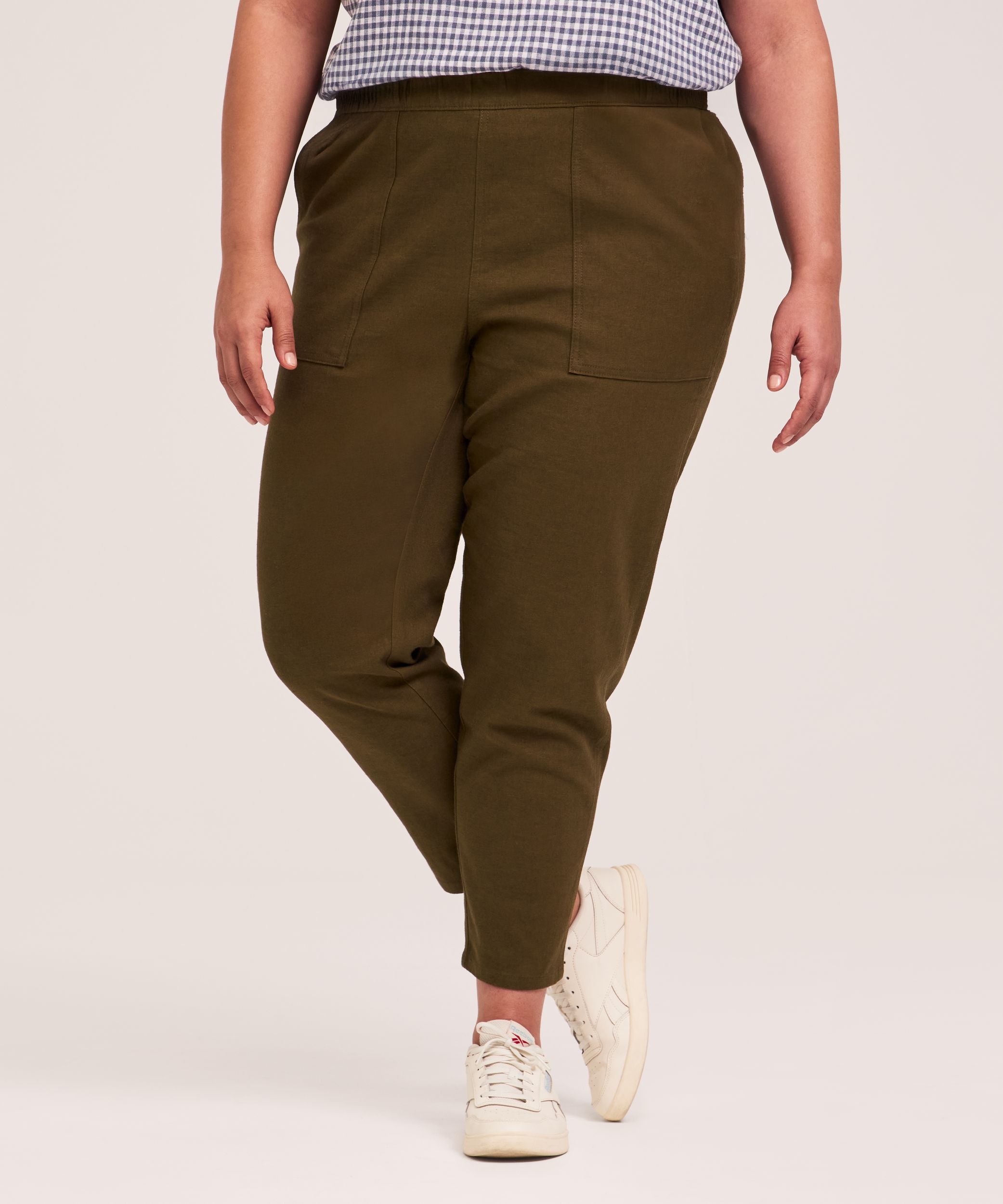 Pantalon à enfiler en mélange de lin pour femmes, Ankle Grazer, Denver Hayes