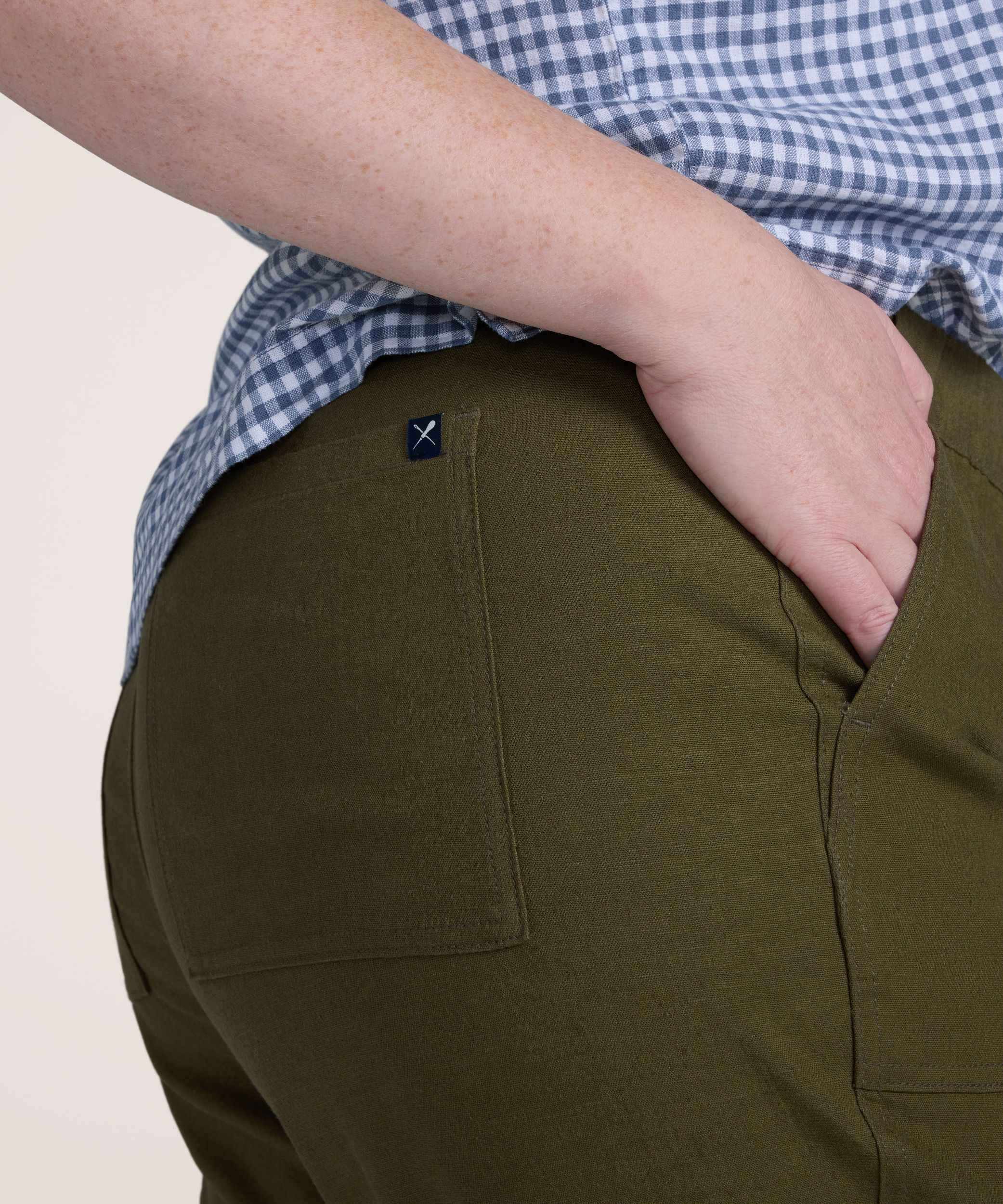 Pantalon à enfiler en mélange de lin pour femmes, Ankle Grazer, Denver Hayes