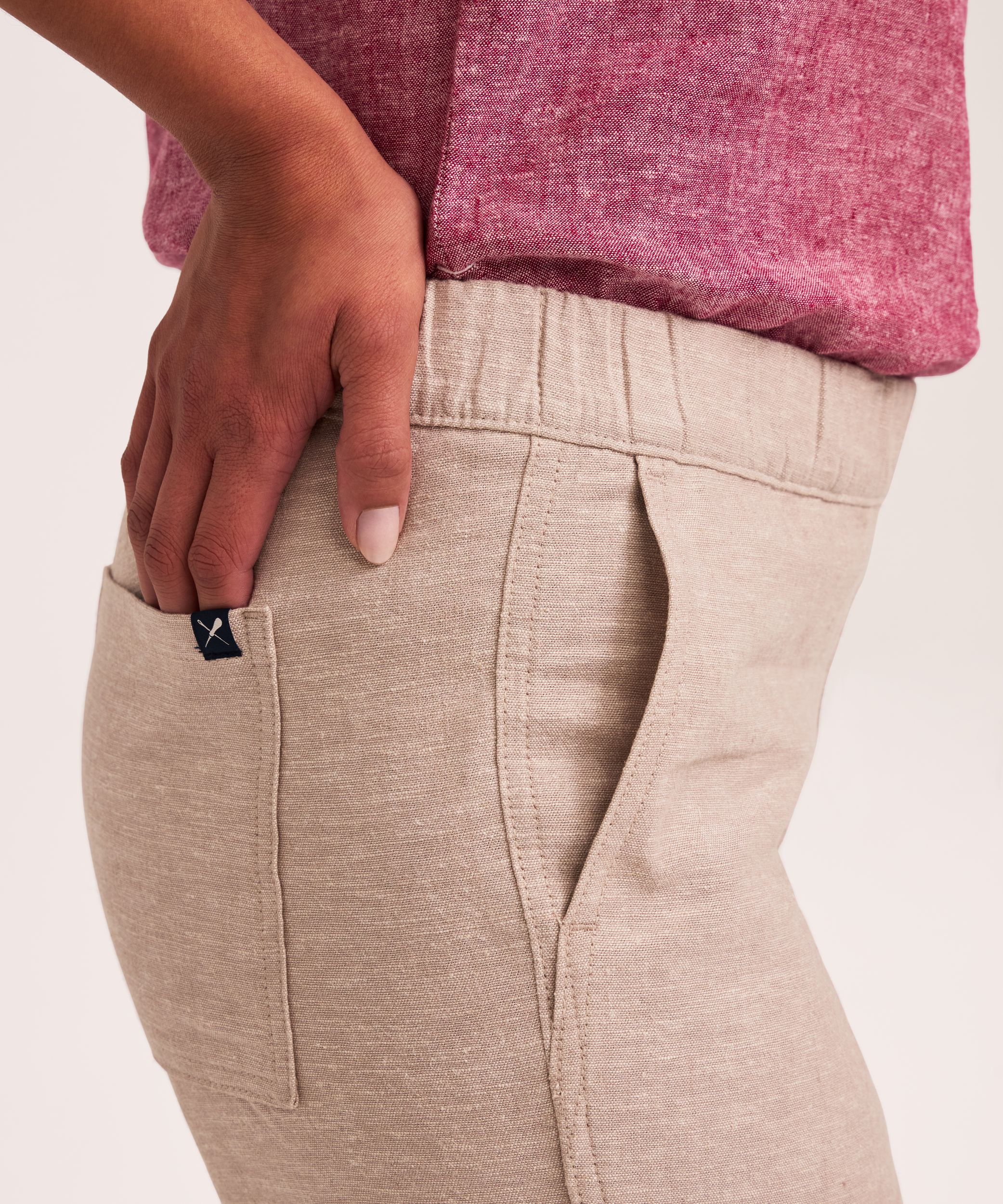 Pantalon à enfiler en mélange de lin pour femmes, Ankle Grazer, Denver Hayes