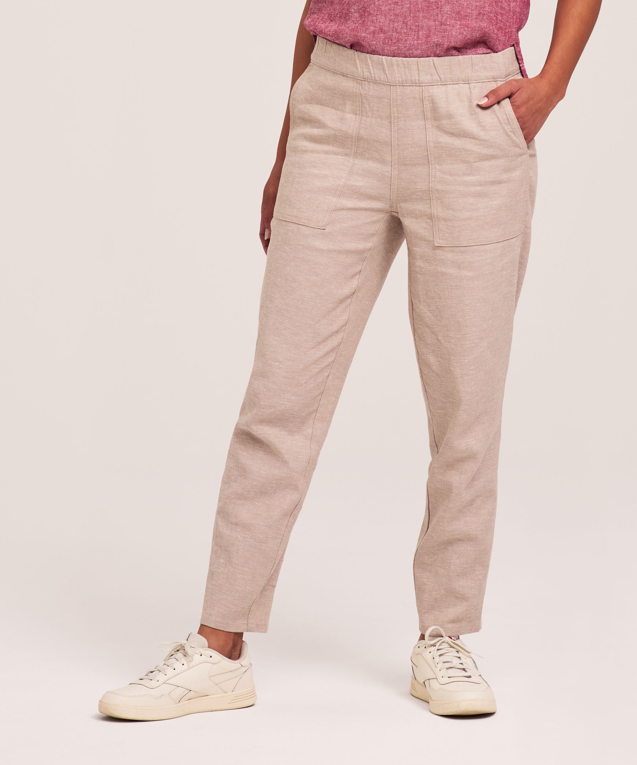 Pantalon à enfiler en mélange de lin pour femmes, Ankle Grazer, Denver Hayes