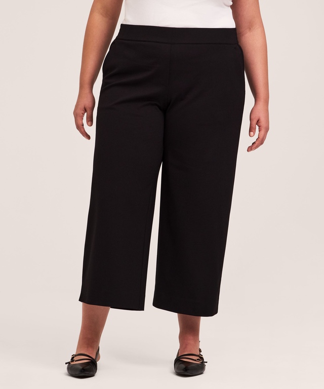 Pantalon court à enfiler en tricot à jambe large pour femmes, Denver Hayes