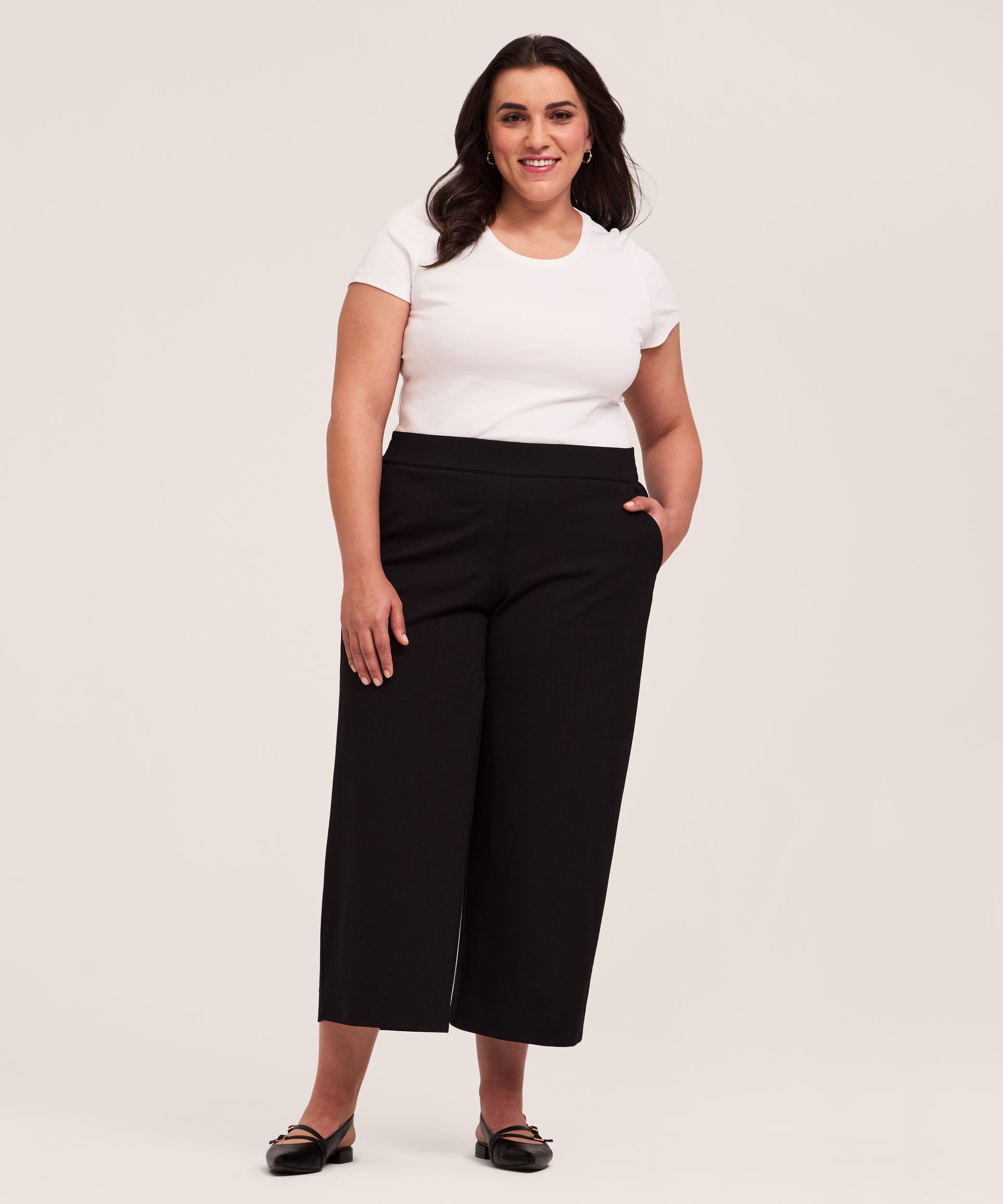 Denver Hayes Women's Pull-On Knit Wide Leg Crop Pant