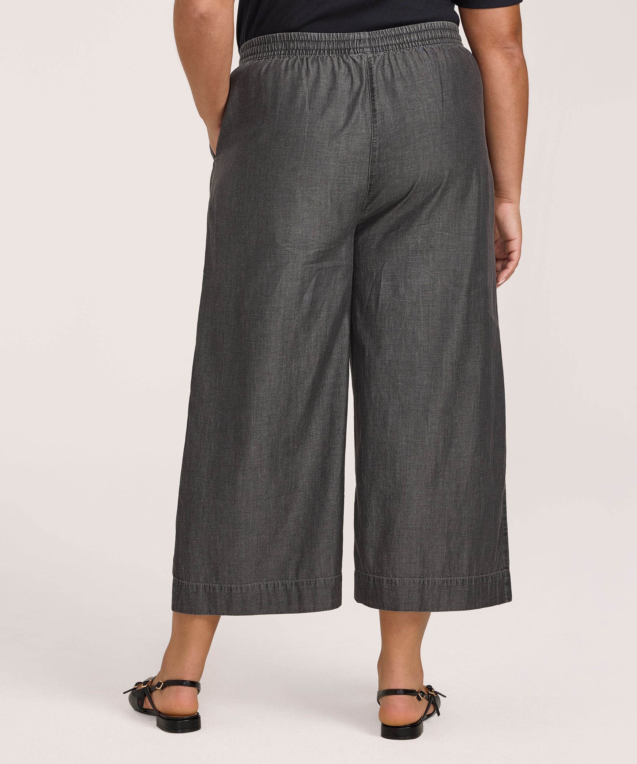 Denver Hayes Women's Pull-On Wide Leg Tencel Crop Pant