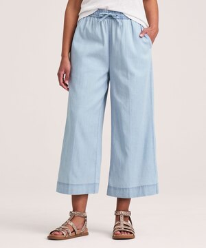 Pantalon court à enfiler en Tencel à jambe large pour femmes, Denver Hayes