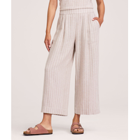 Denver Hayes Women's Pull-On Wide Leg Linen Blend Crop
