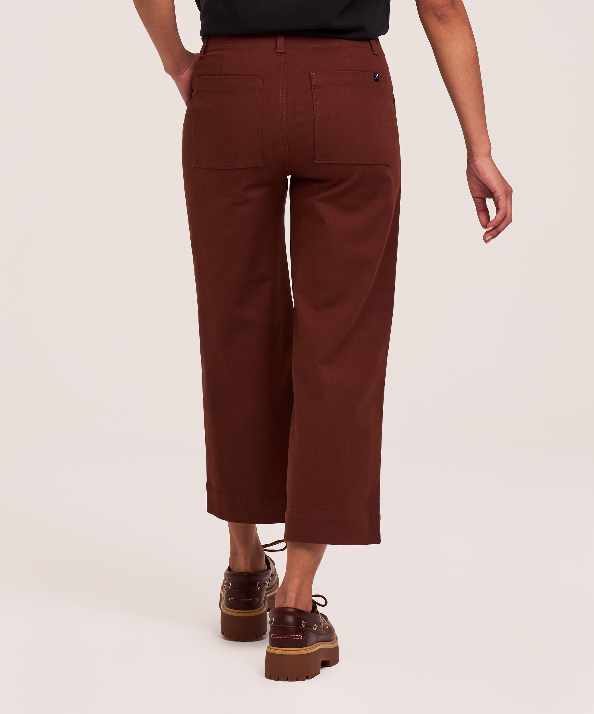 Denver Hayes Women's Wide Leg Stretch-Twill Crop Pants