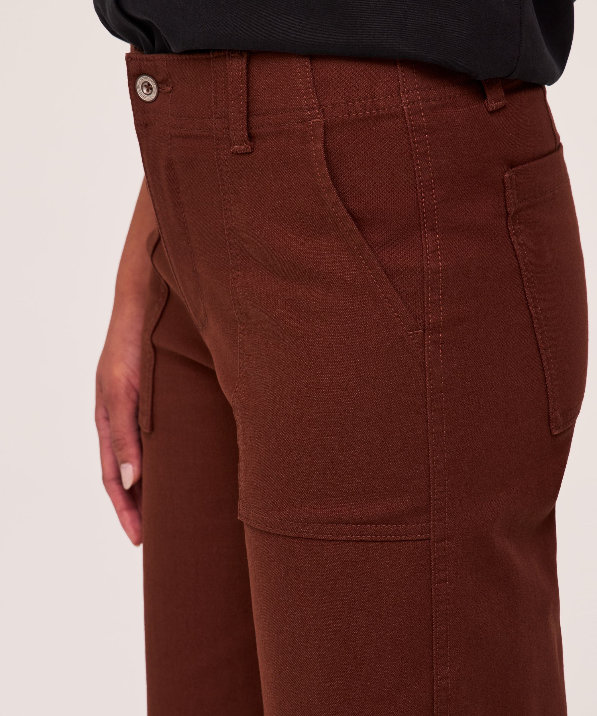 Denver Hayes Women's Wide Leg Stretch-Twill Crop Pants