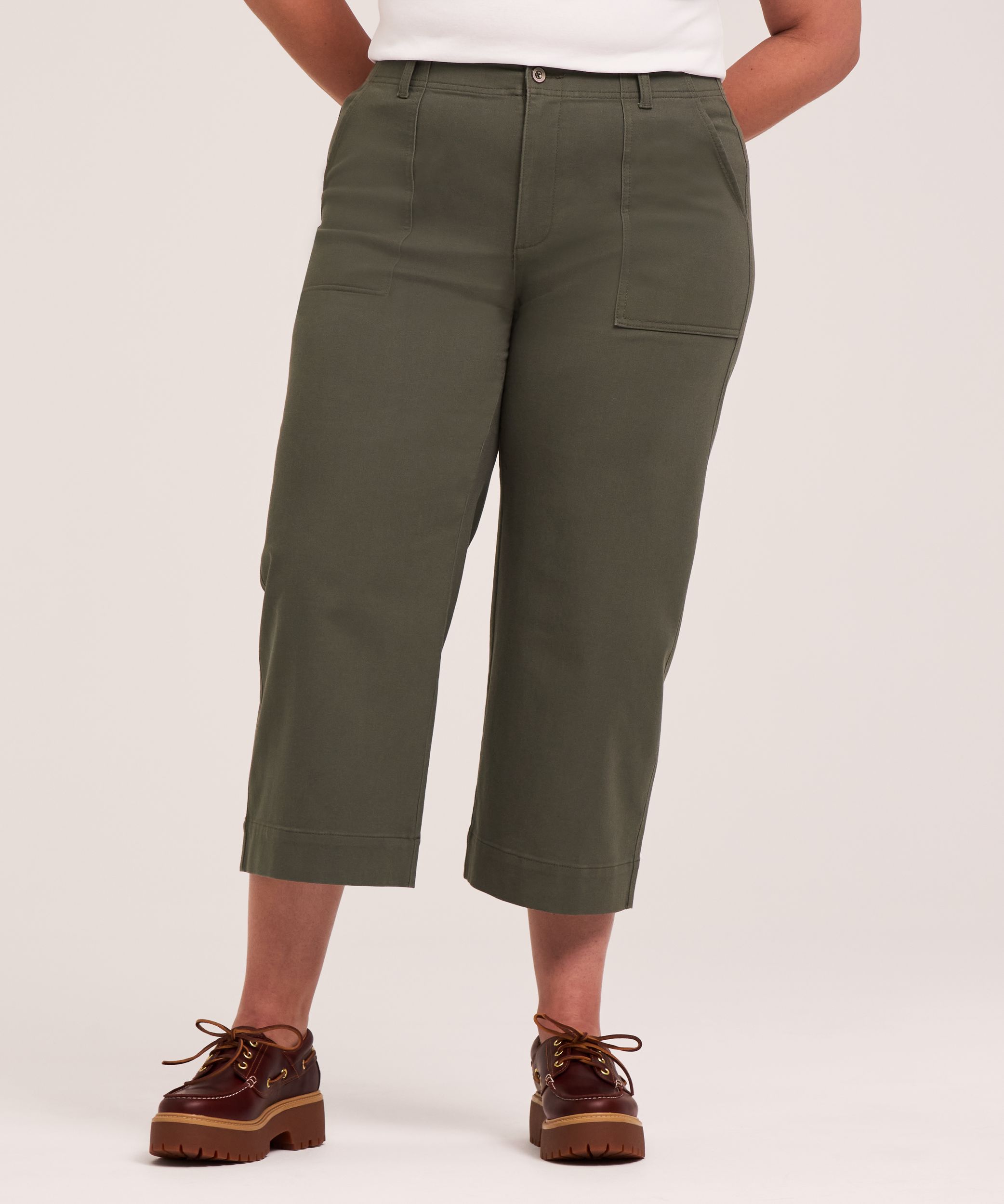 Denver Hayes Women's Wide Leg Stretch-Twill Crop Pants