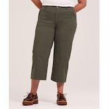 Pantalon court en sergé extensible à jambe large pour femmes, Denver Hayes