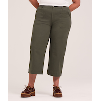 Pantalon court en sergé extensible à jambe large pour femmes, Denver Hayes