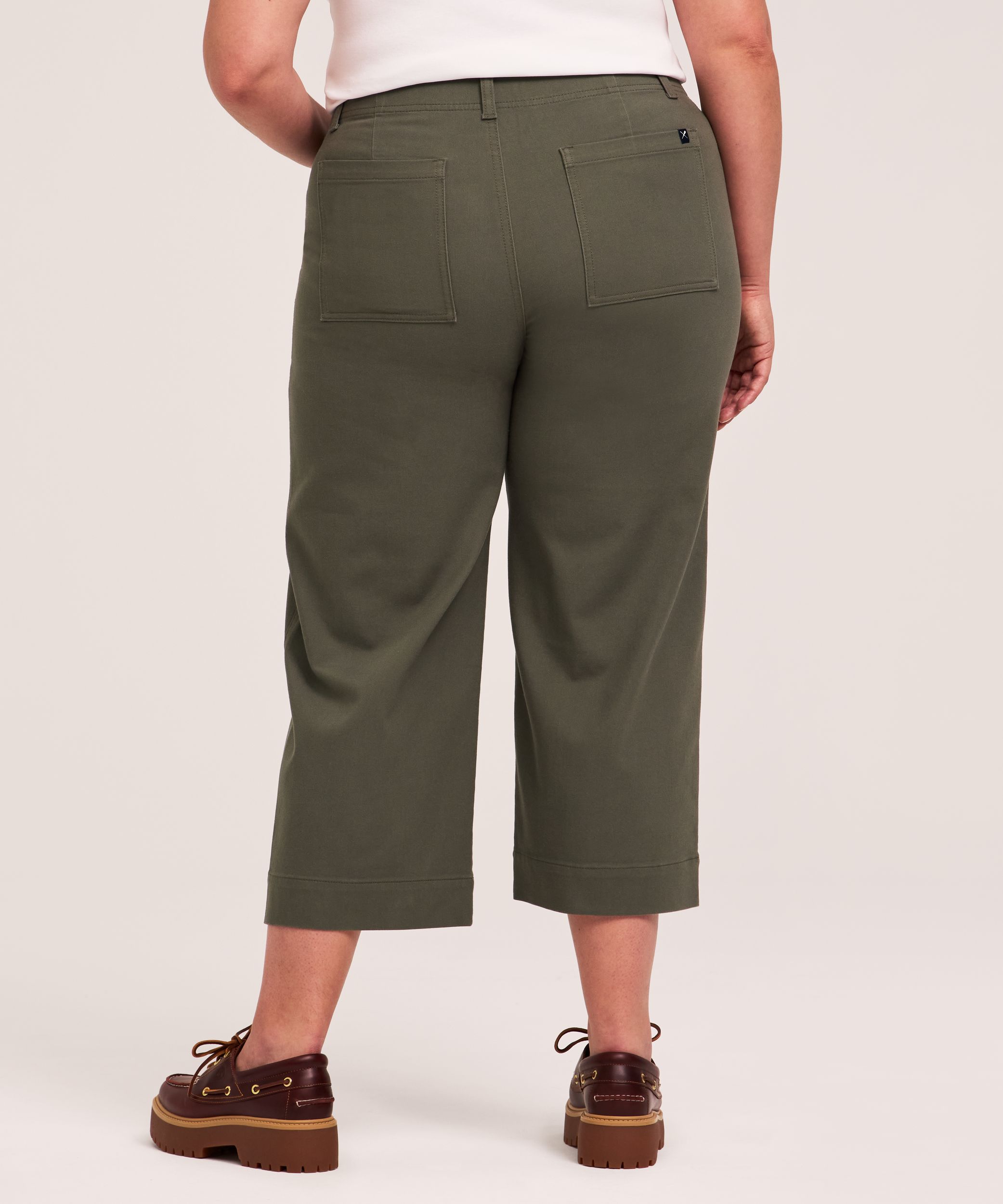 Denver Hayes Women's Wide Leg Stretch-Twill Crop Pants