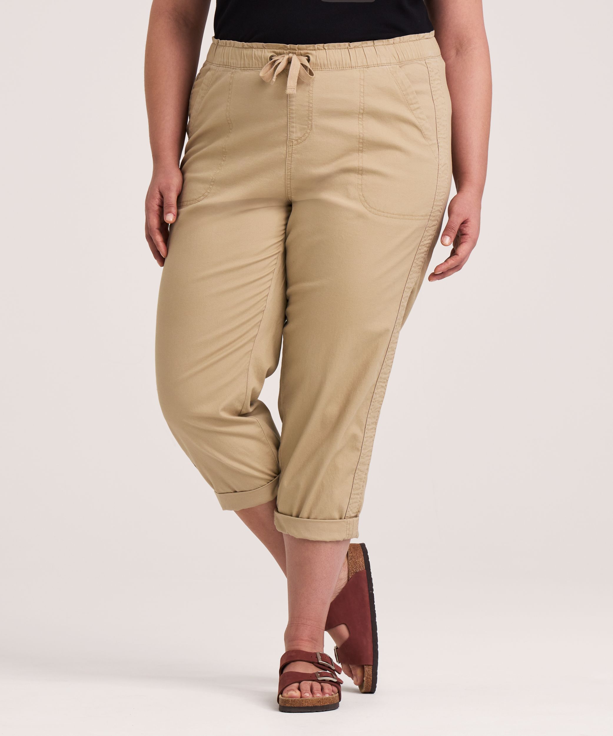 Denver Hayes Women's Pull-On Stretch Canvas Crop Capri Pant