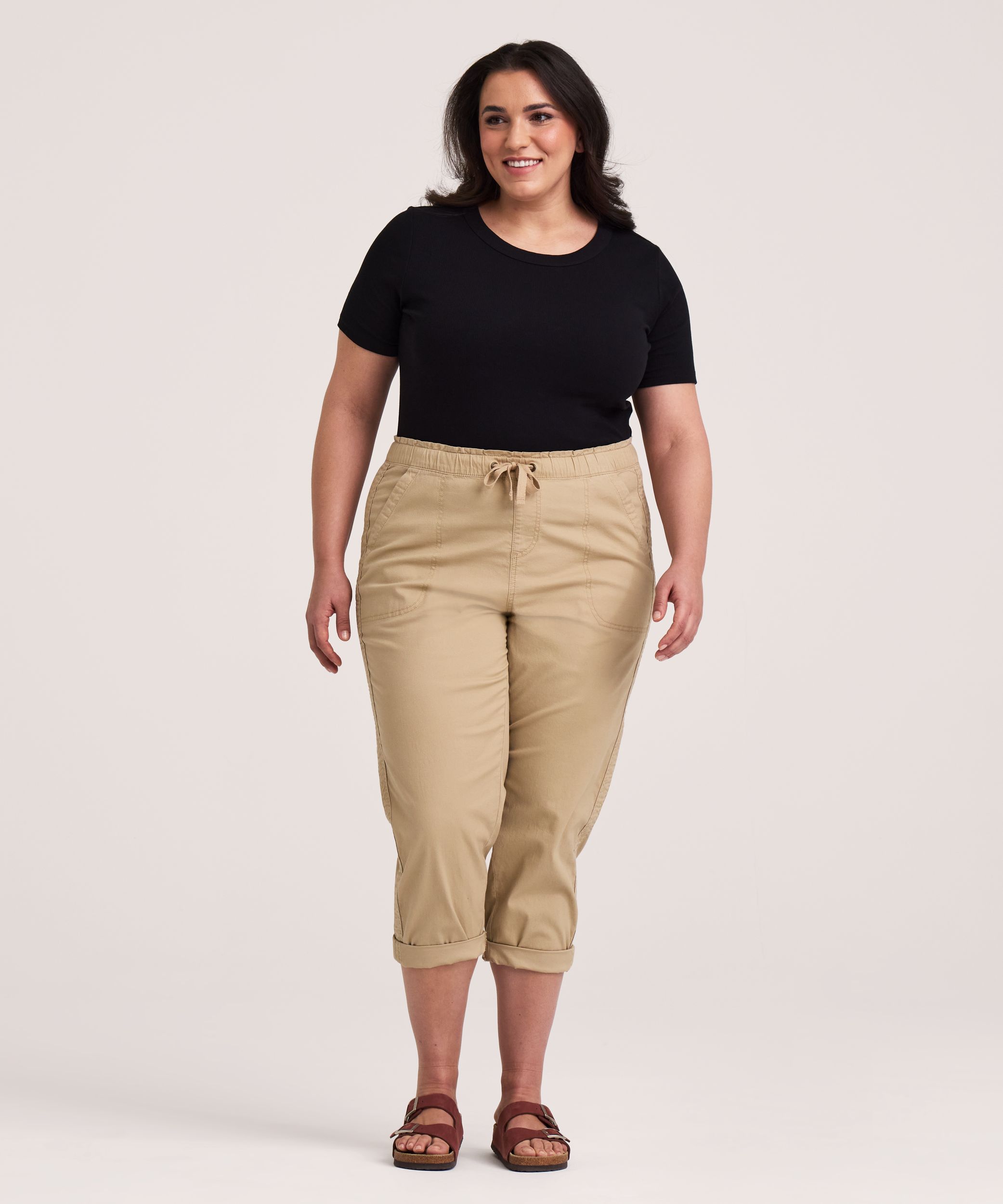 Denver Hayes Women's Pull-On Stretch Canvas Crop Capri Pant