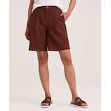 Bermuda en mélange de lin plissé pour femmes, Denver Hayes Front_Flat