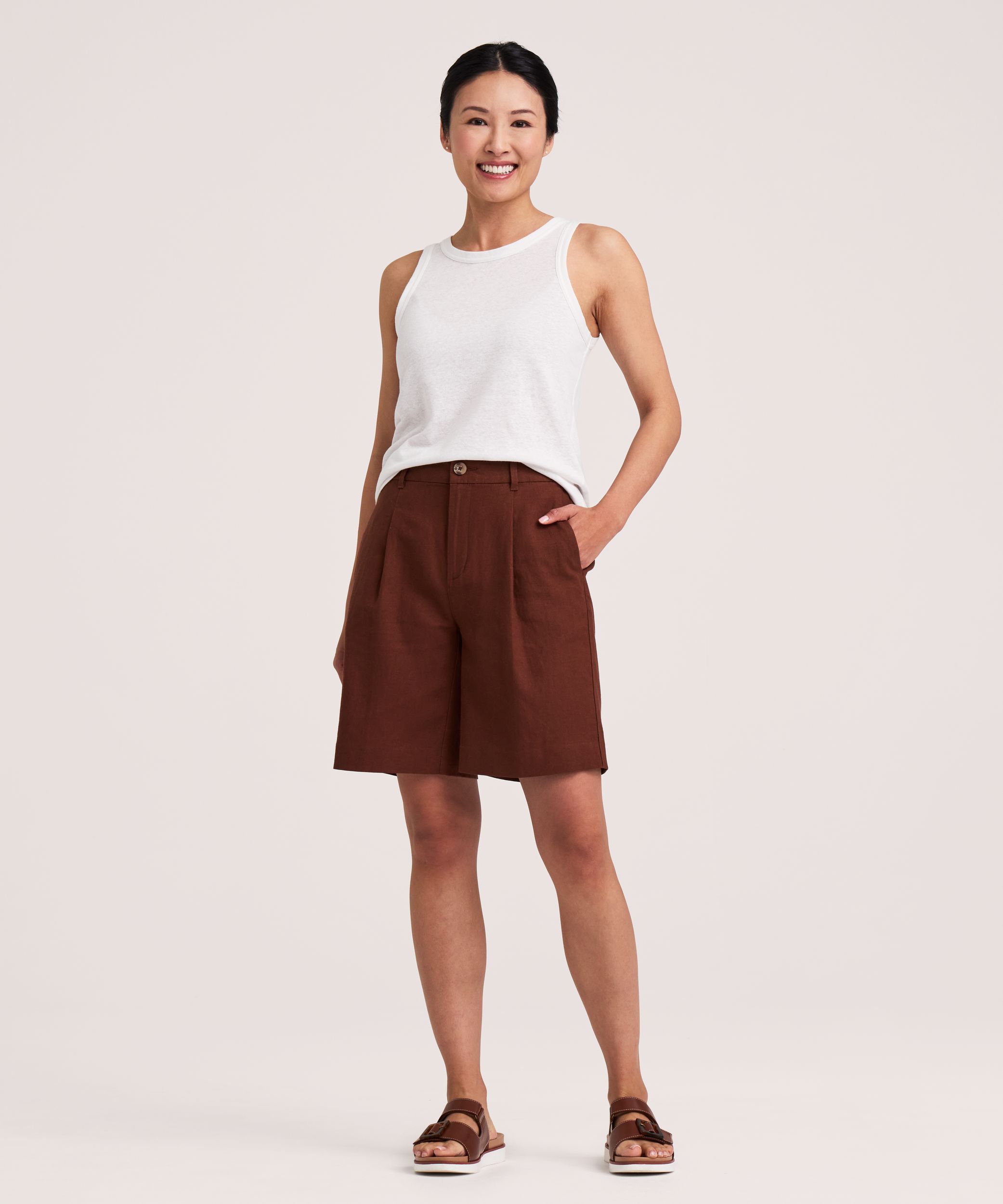 Denver Hayes Women's Blend Pleated Bermuda Shorts