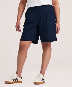 Bermuda en mélange de lin plissé pour femmes, Denver Hayes