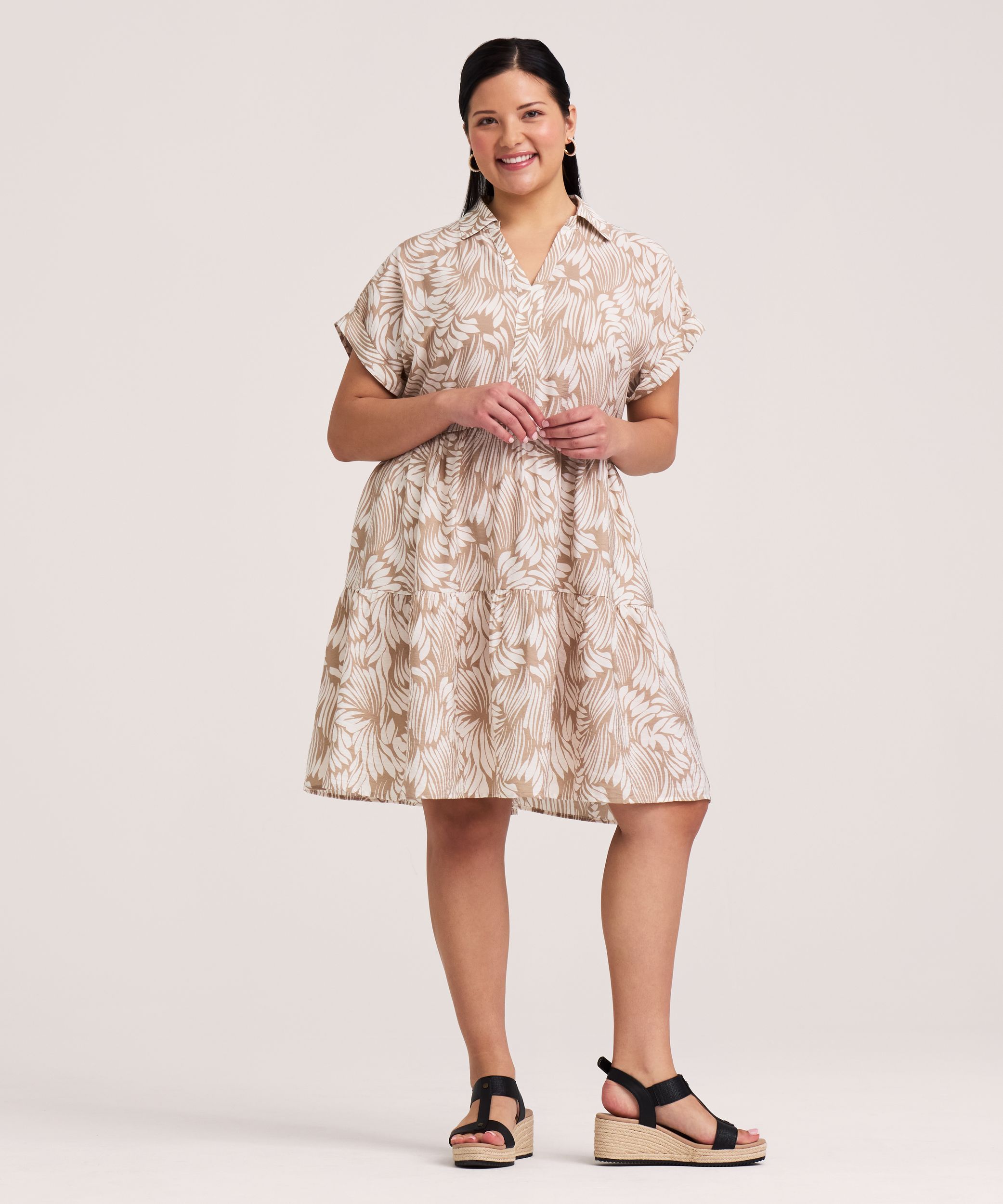Denver Hayes Women's Short Sleeve Johnny Collar Dress