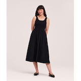Robe mi-longue en tissu mélangé avec corsage en tricot côtelé pour femmes, Denver Hayes Front_Flat