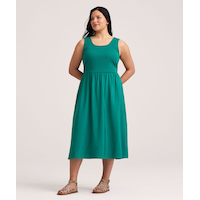 Denver Hayes Women's Rib Knit Bodice Mix Media Midi Dress